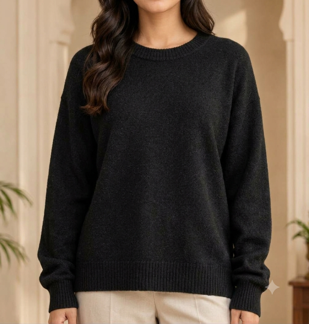 Women Black Pullover Sweater