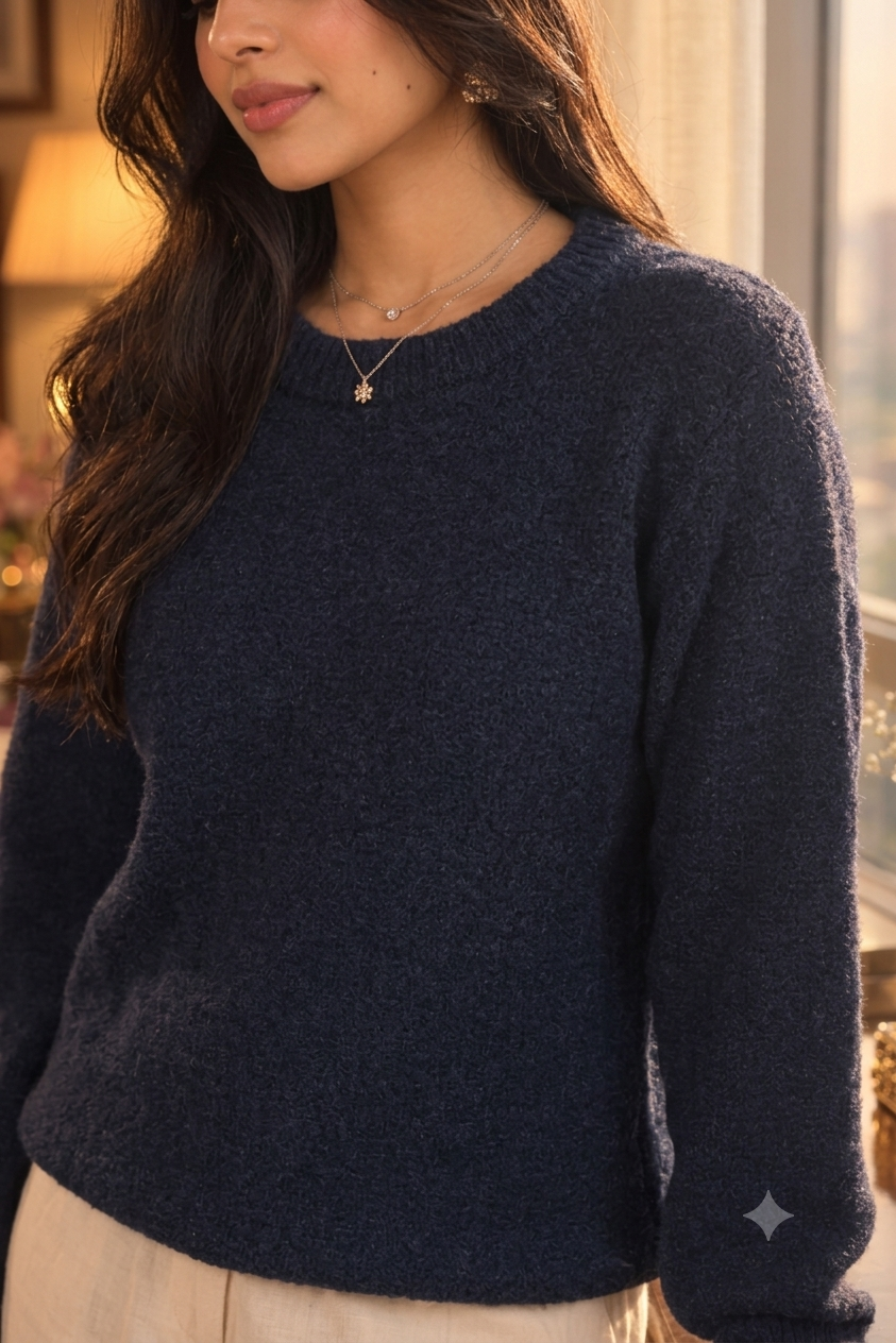 Women Blue Pullover Sweater