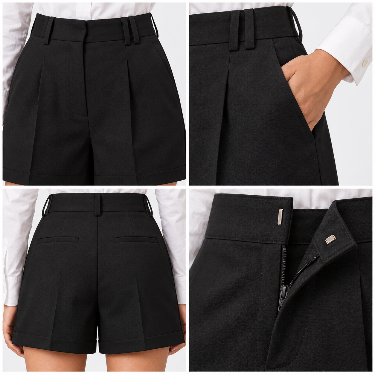 Women Black High-Waist Shorts