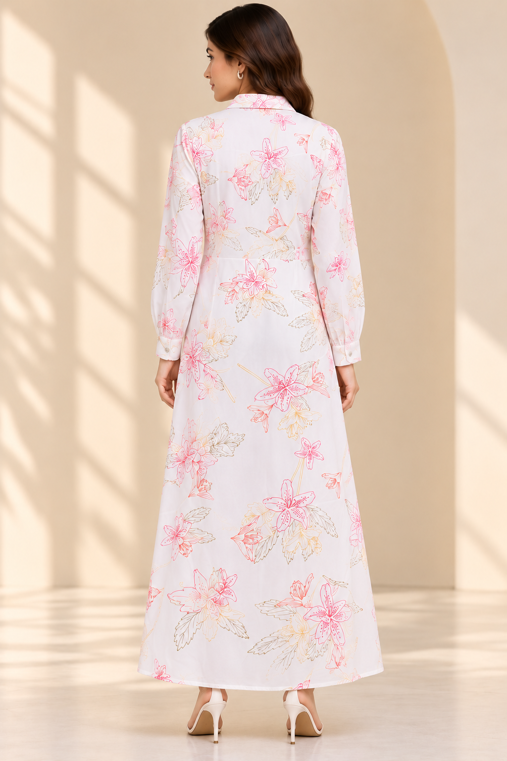Women White Maxi Shirt Dress