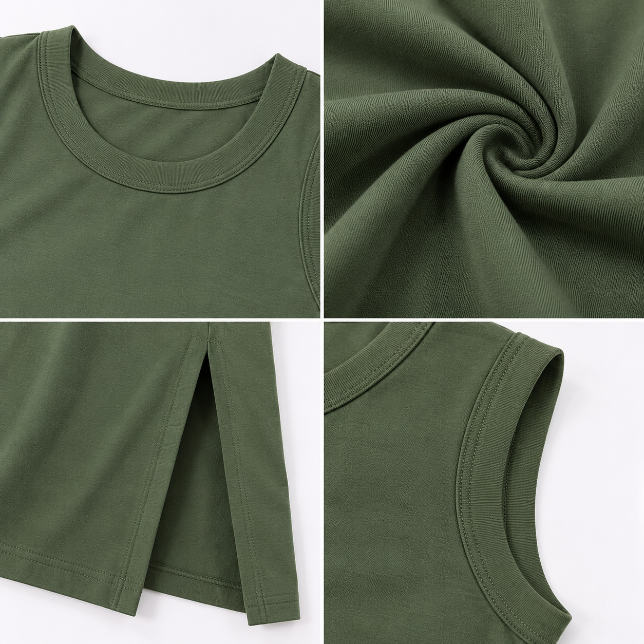 Women Green Side Slit Maxi Dress