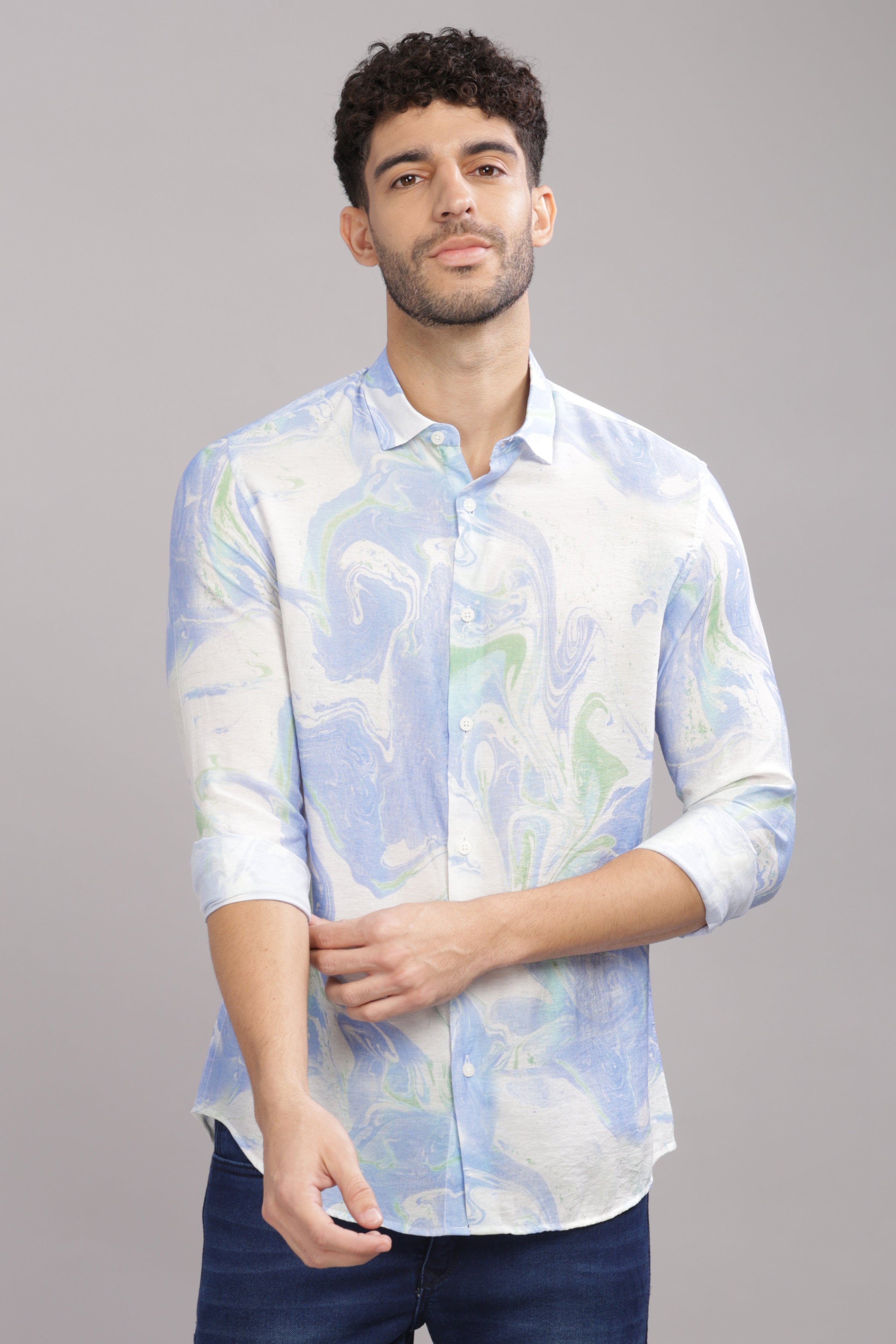 Men Dark Blue Slim Fit Shirt