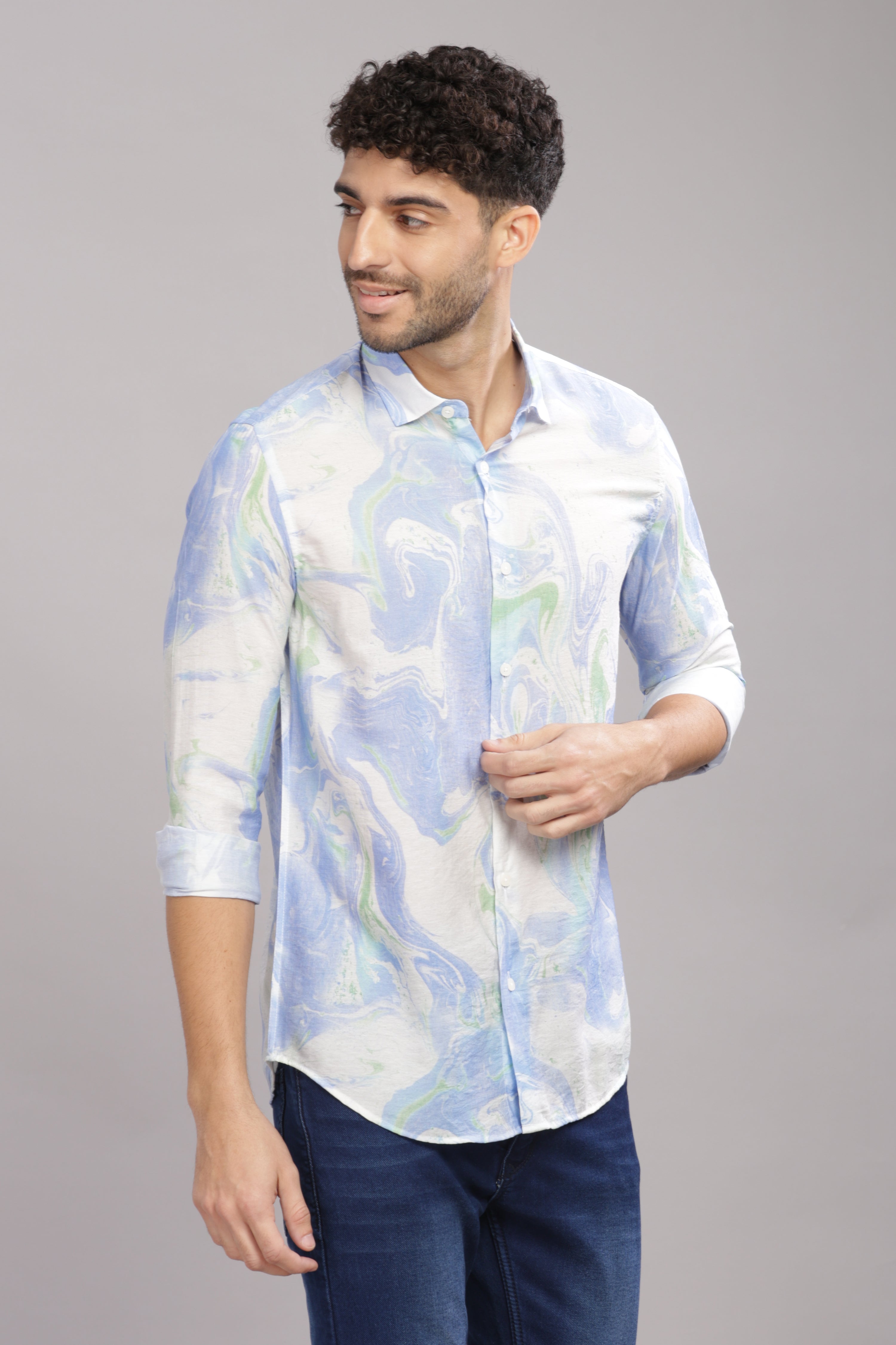 Men Dark Blue Slim Fit Shirt