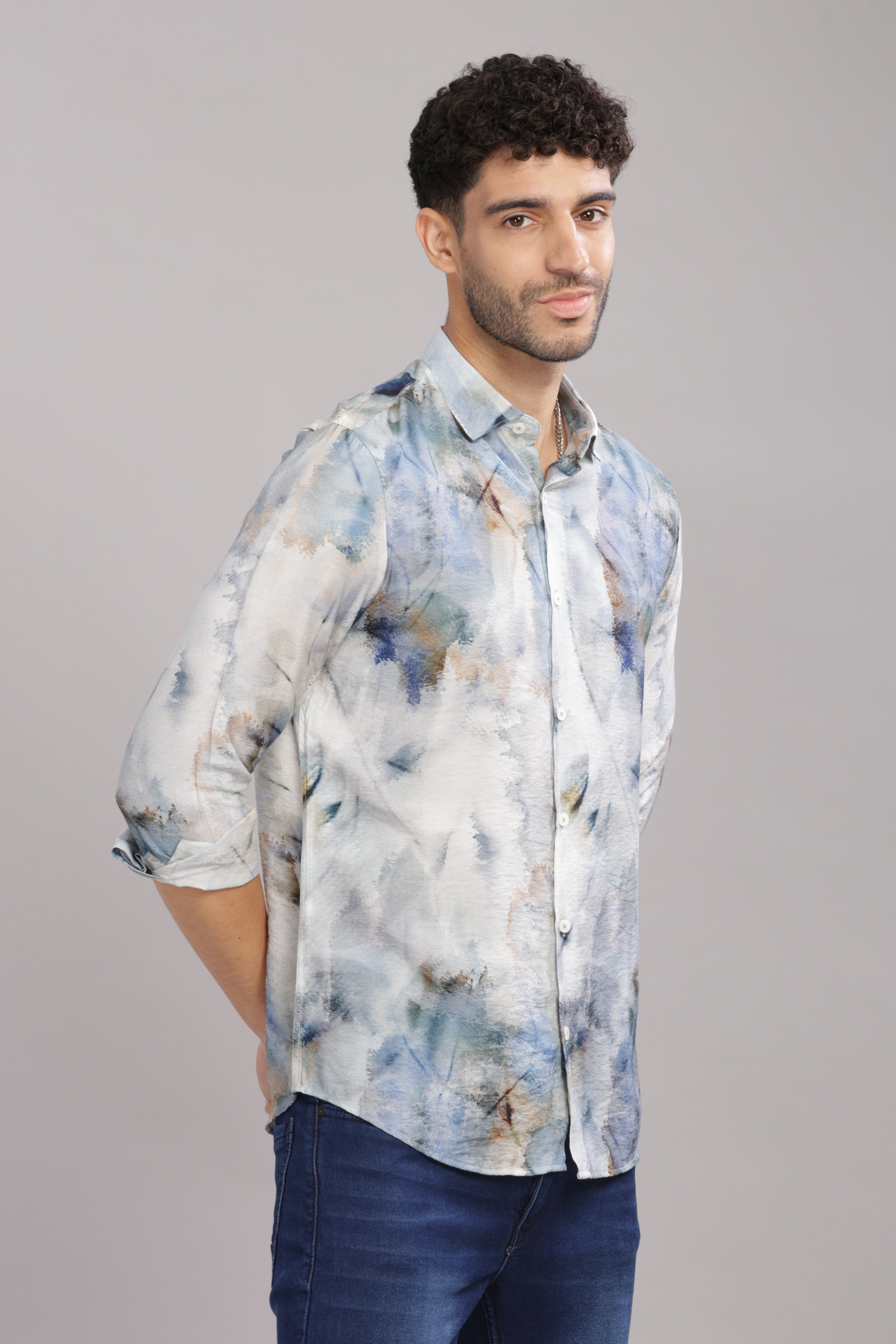 Men Grey Slim Fit Shirt