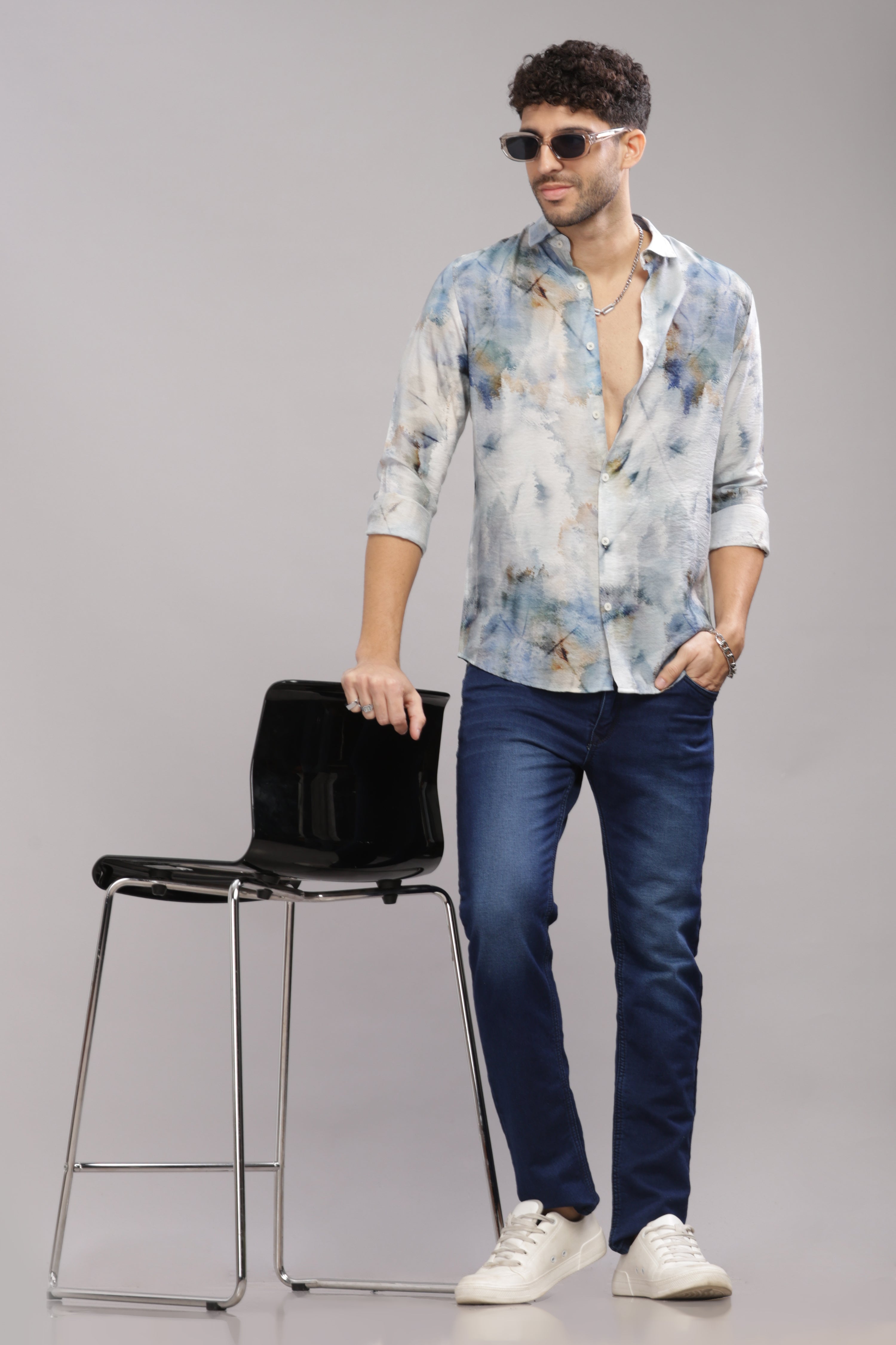 Men Grey Slim Fit Shirt