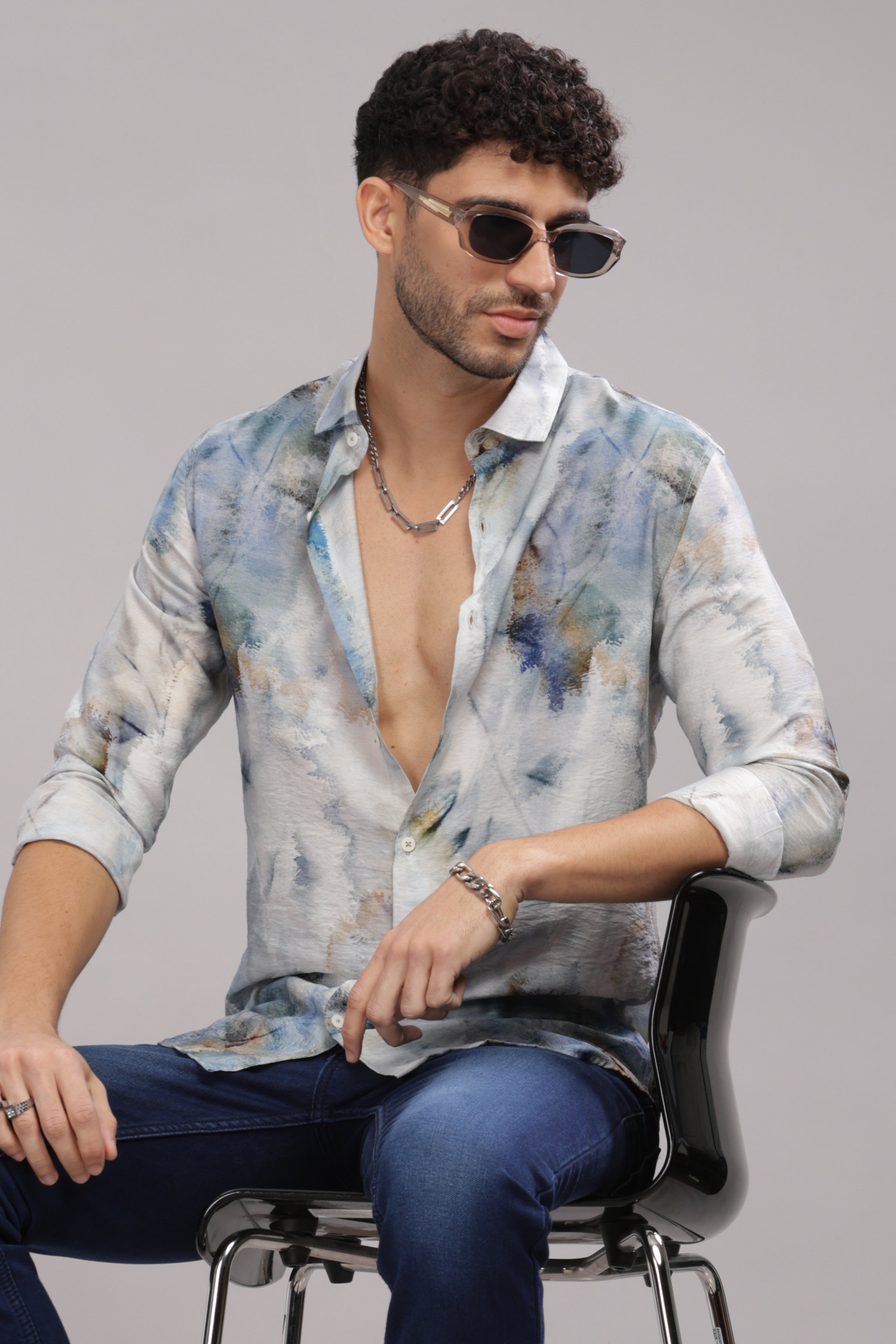 Men Grey Slim Fit Shirt