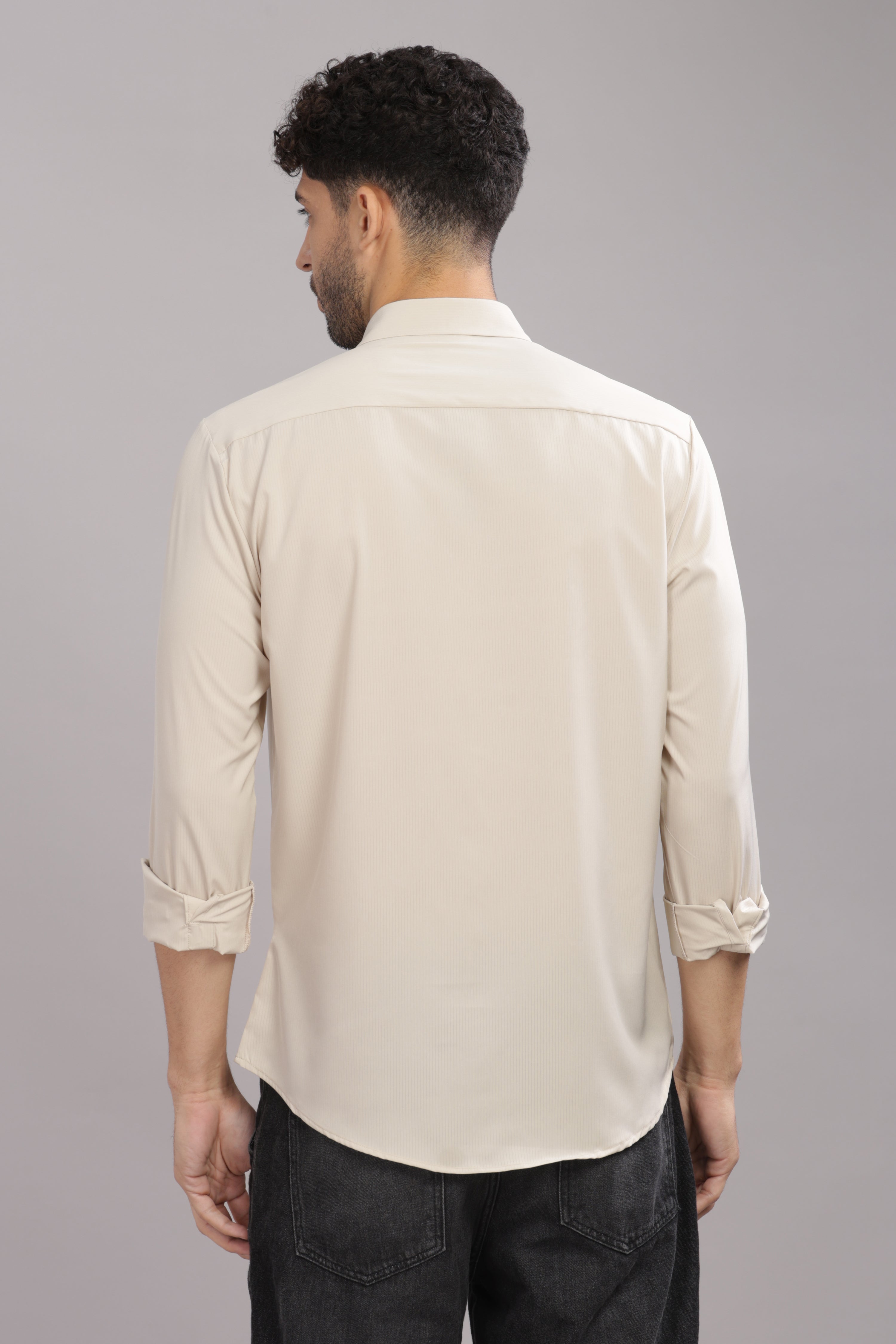Men Cream Slim Fit Shirt