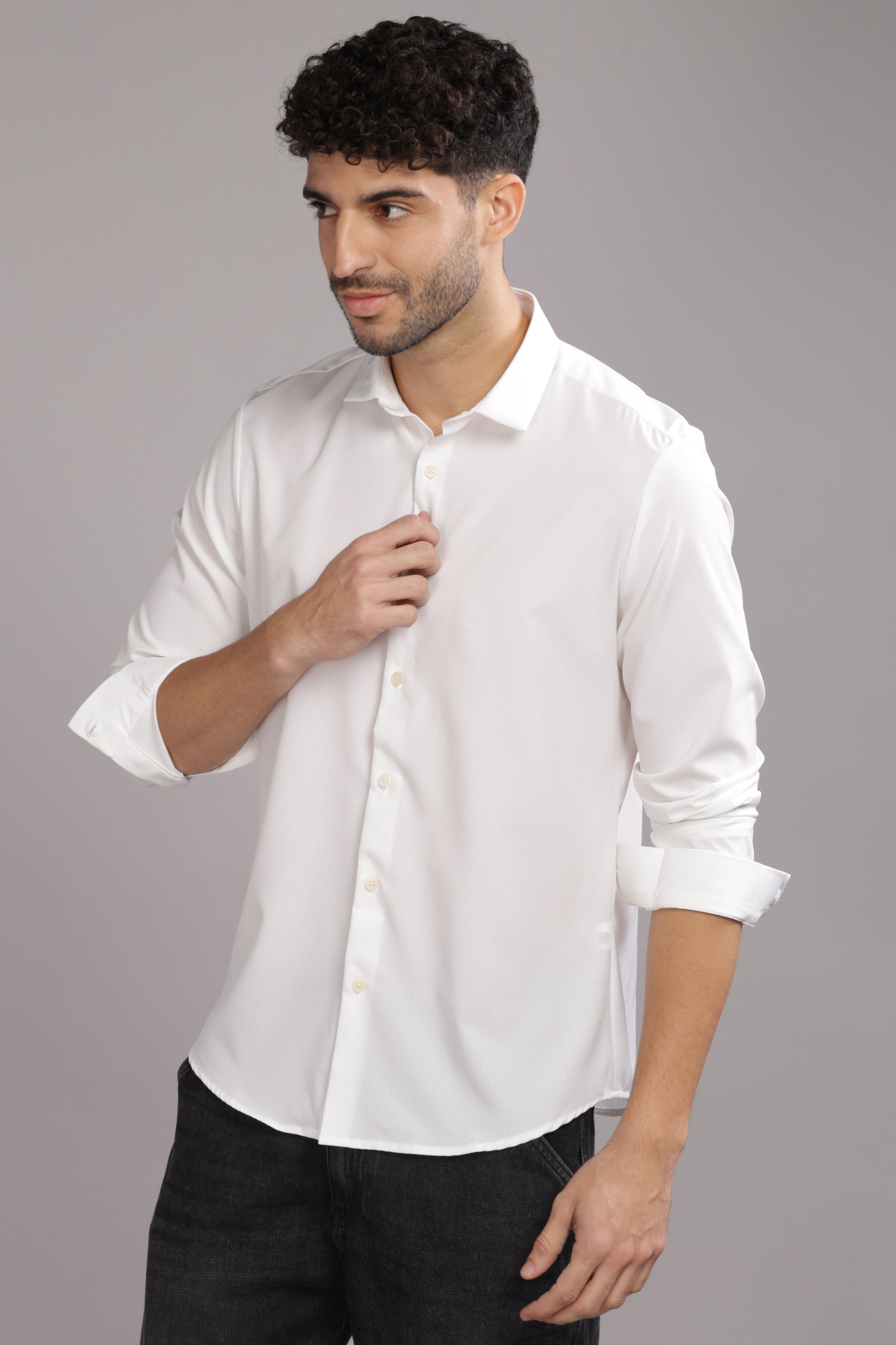 Men White Slim Fit Shirt