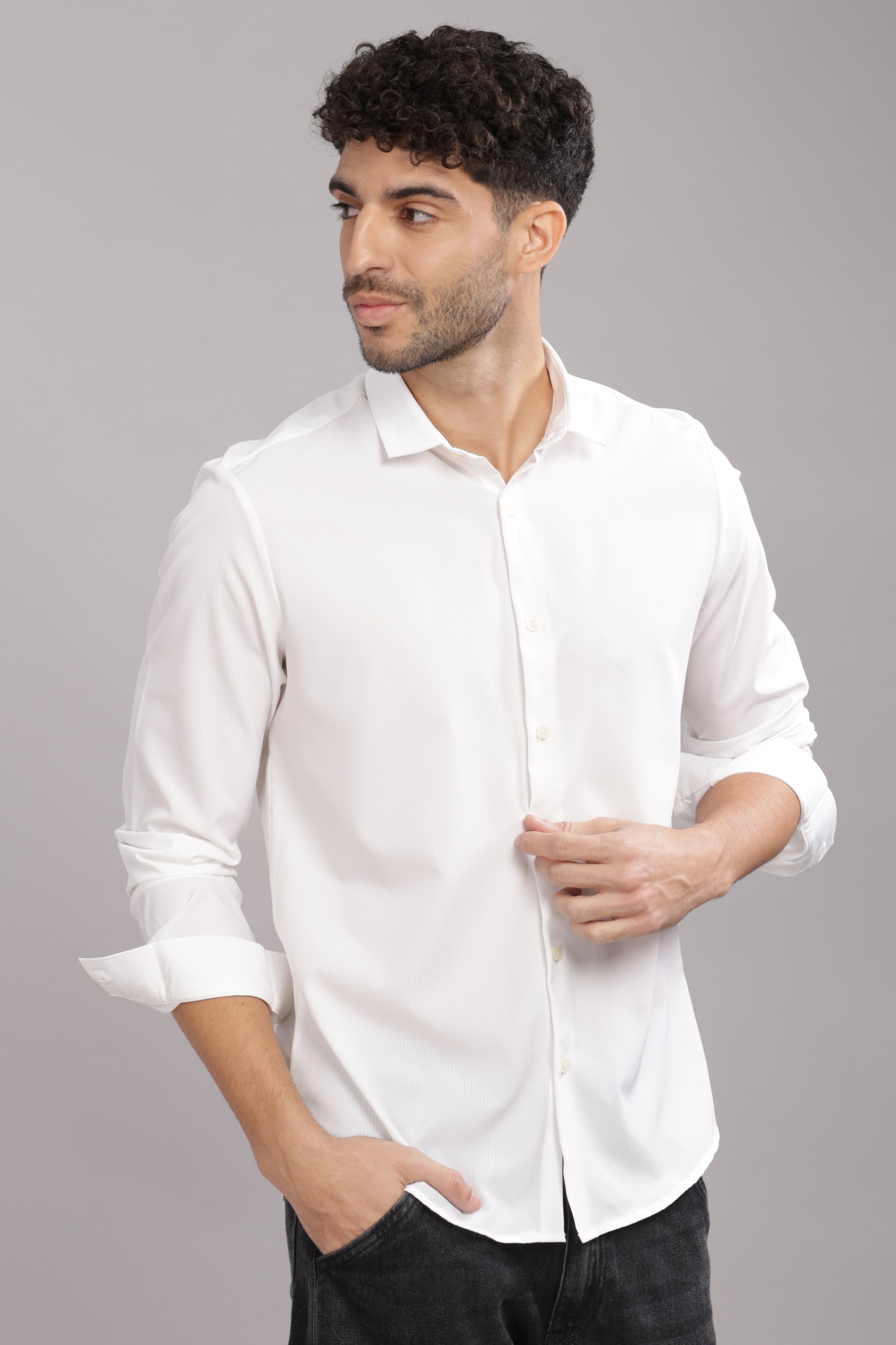 Men White Slim Fit Shirt