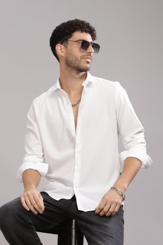 Men White Slim Fit Shirt