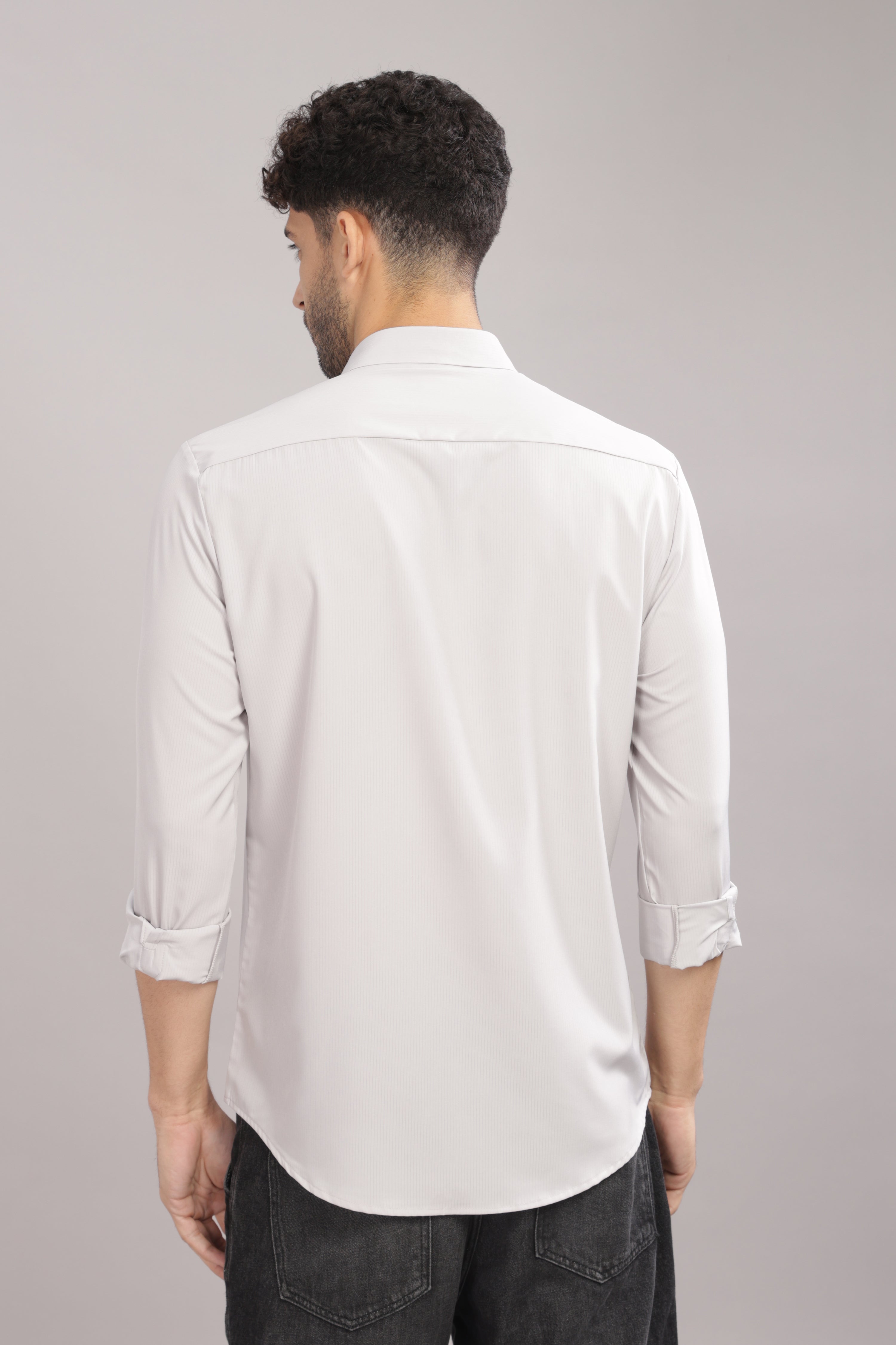 Men Silver Slim Fit Shirt