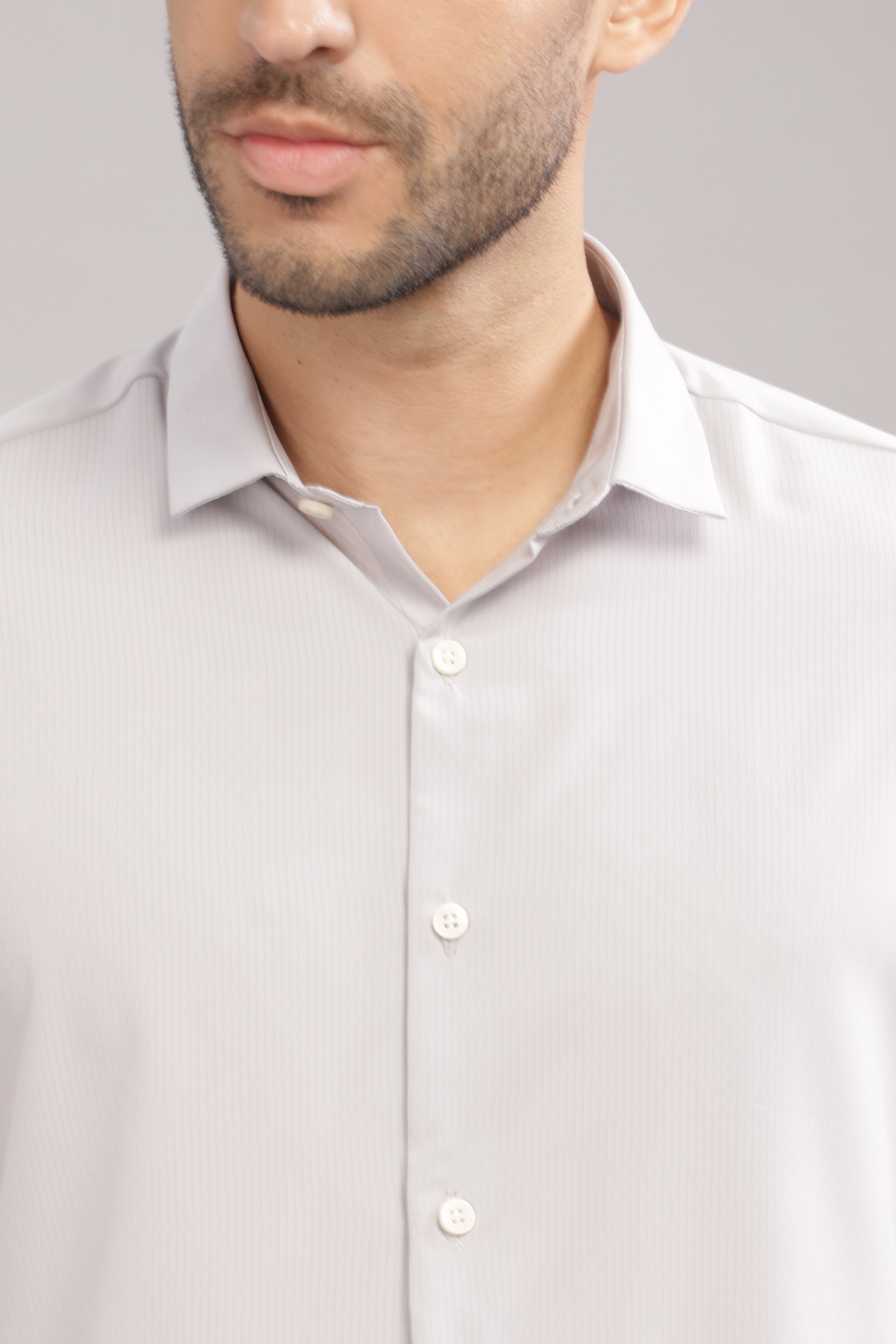 Men Silver Slim Fit Shirt
