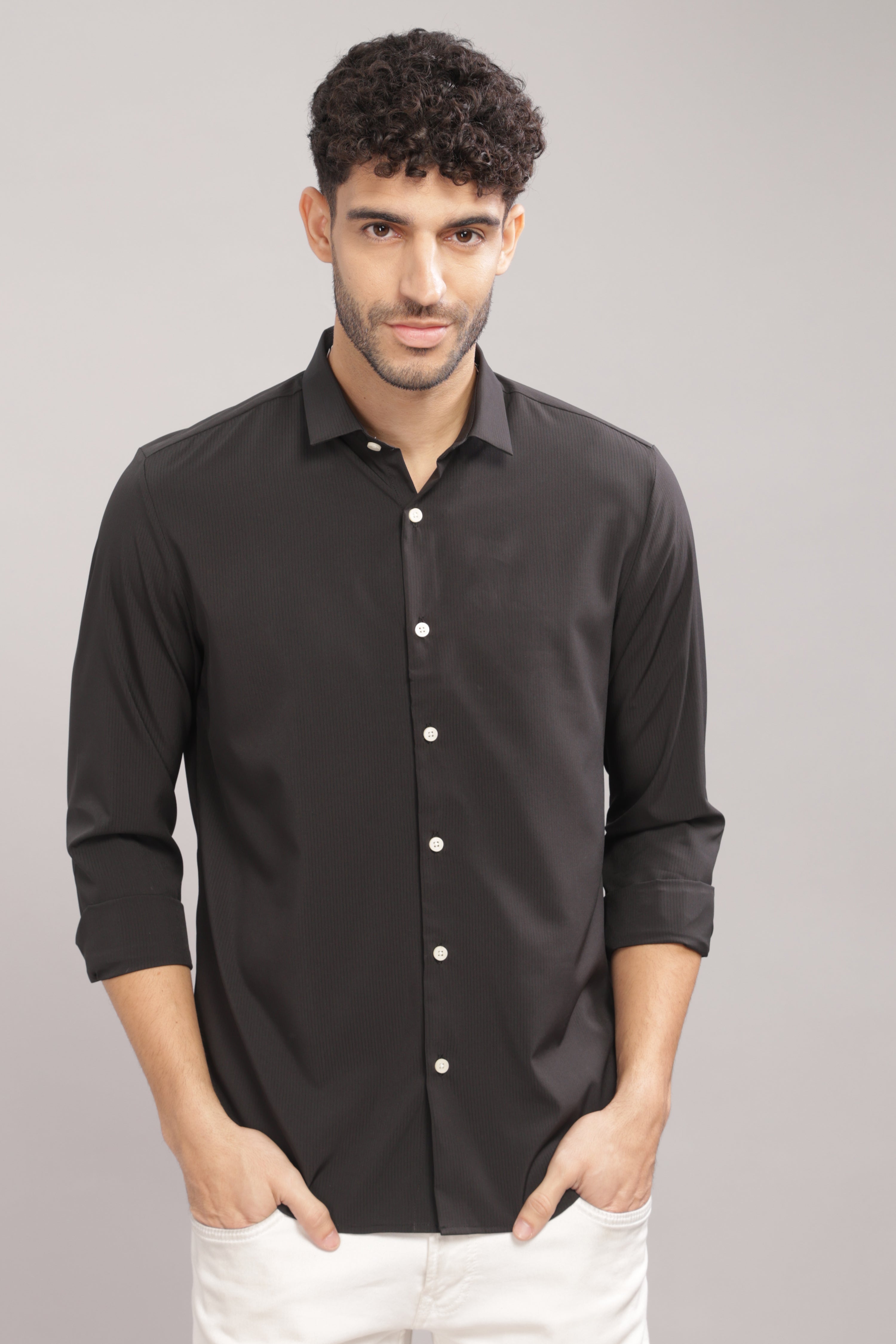Men Black Slim Fit Shirt