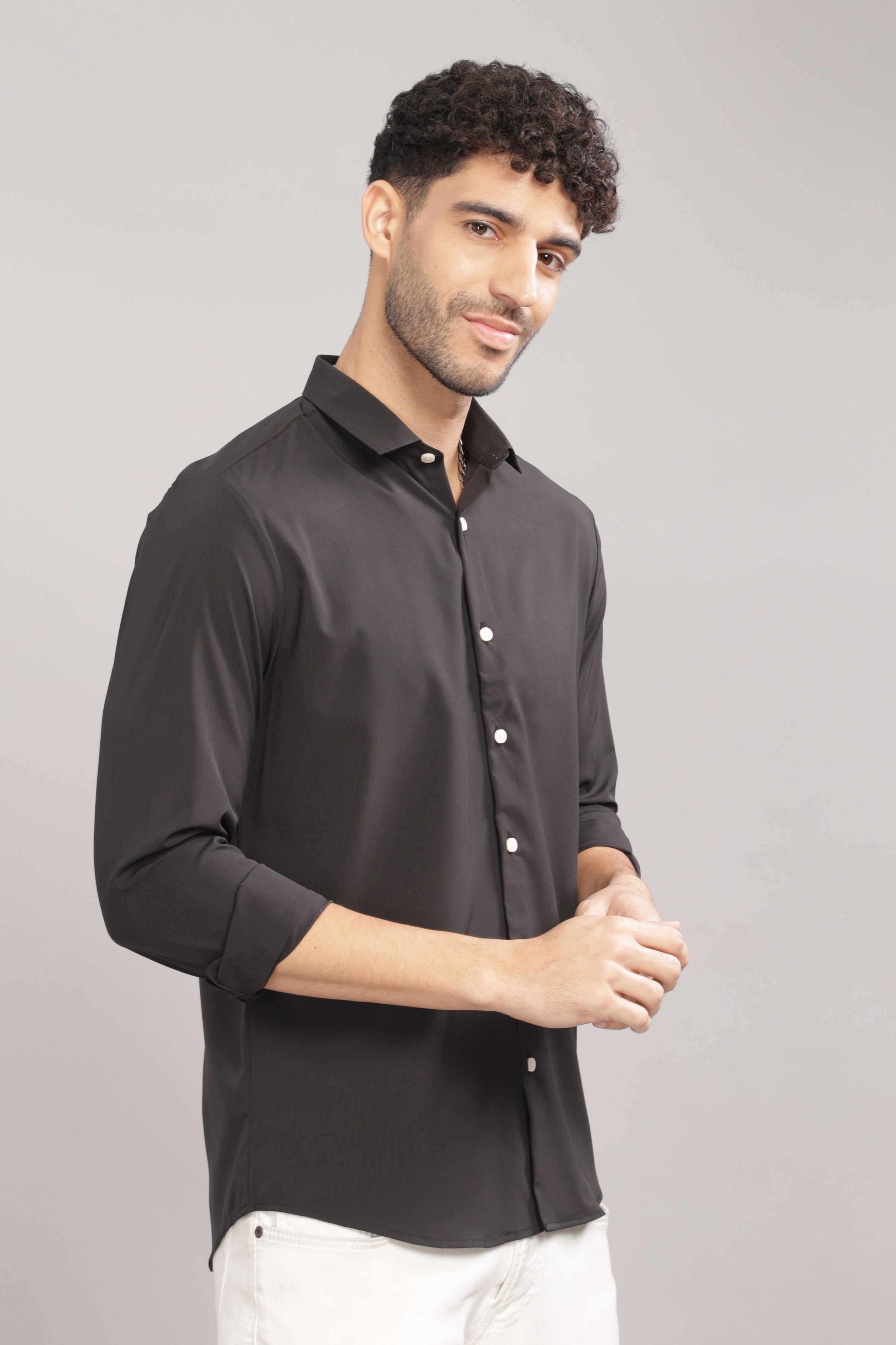 Men Black Slim Fit Shirt