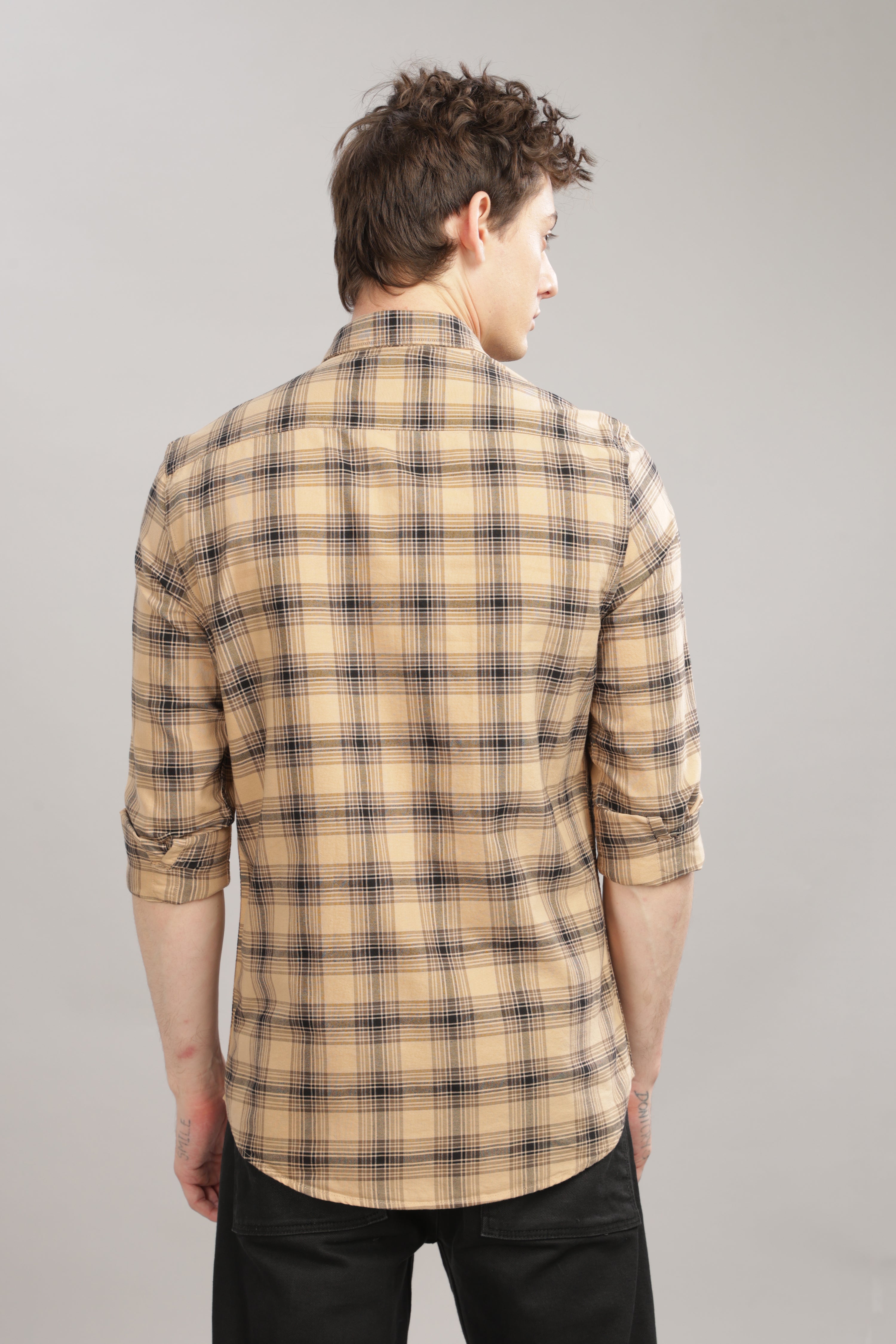 Men Beige Slim Fit Shirt