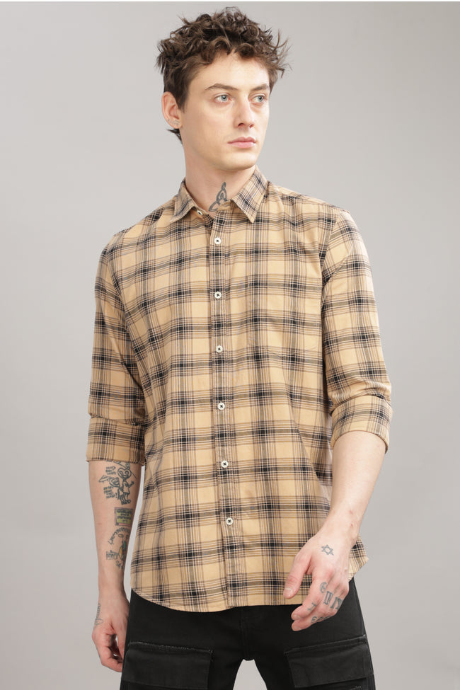 Men Beige Slim Fit Shirt