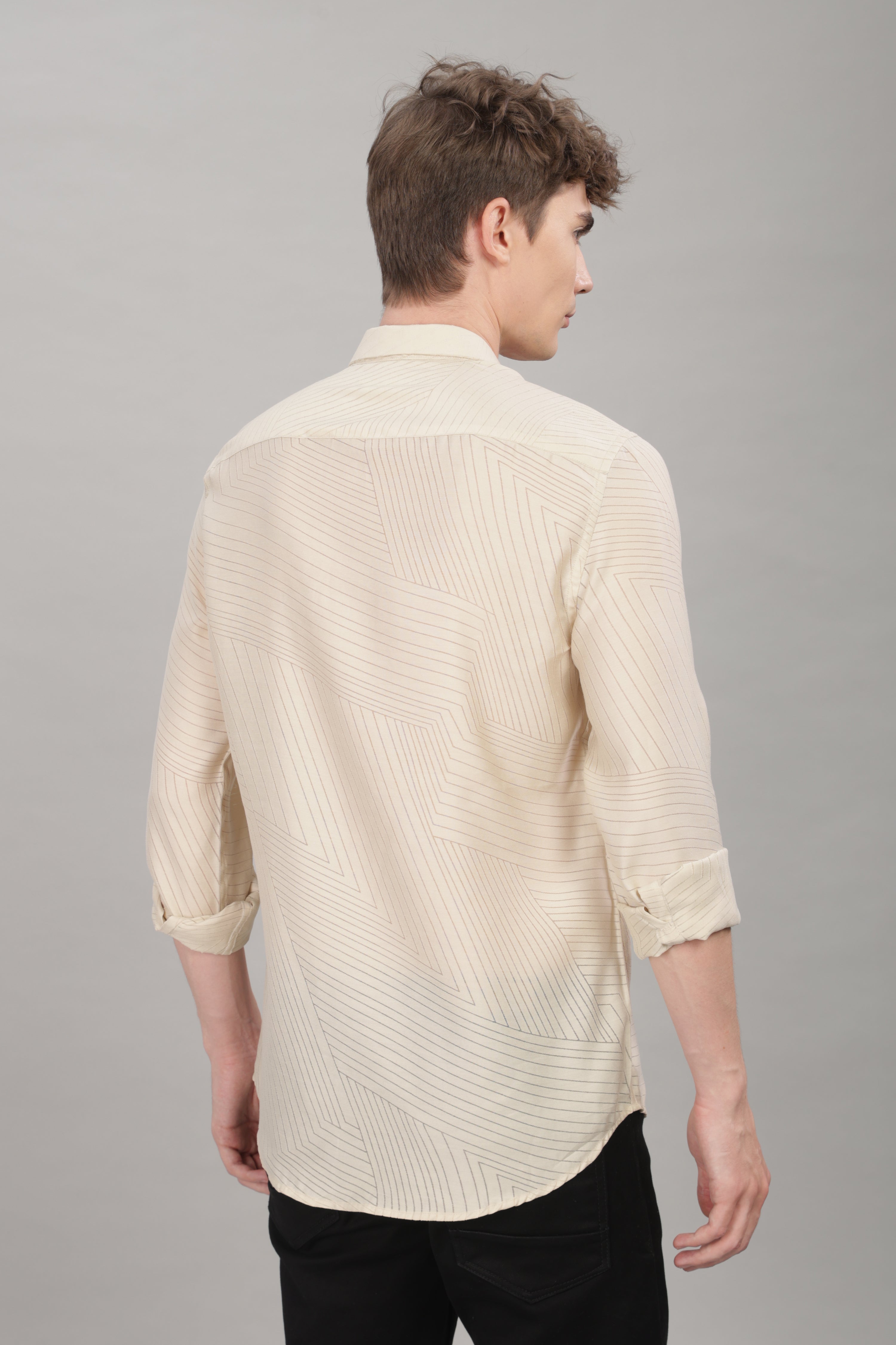 Men Cream Slim Fit Shirt