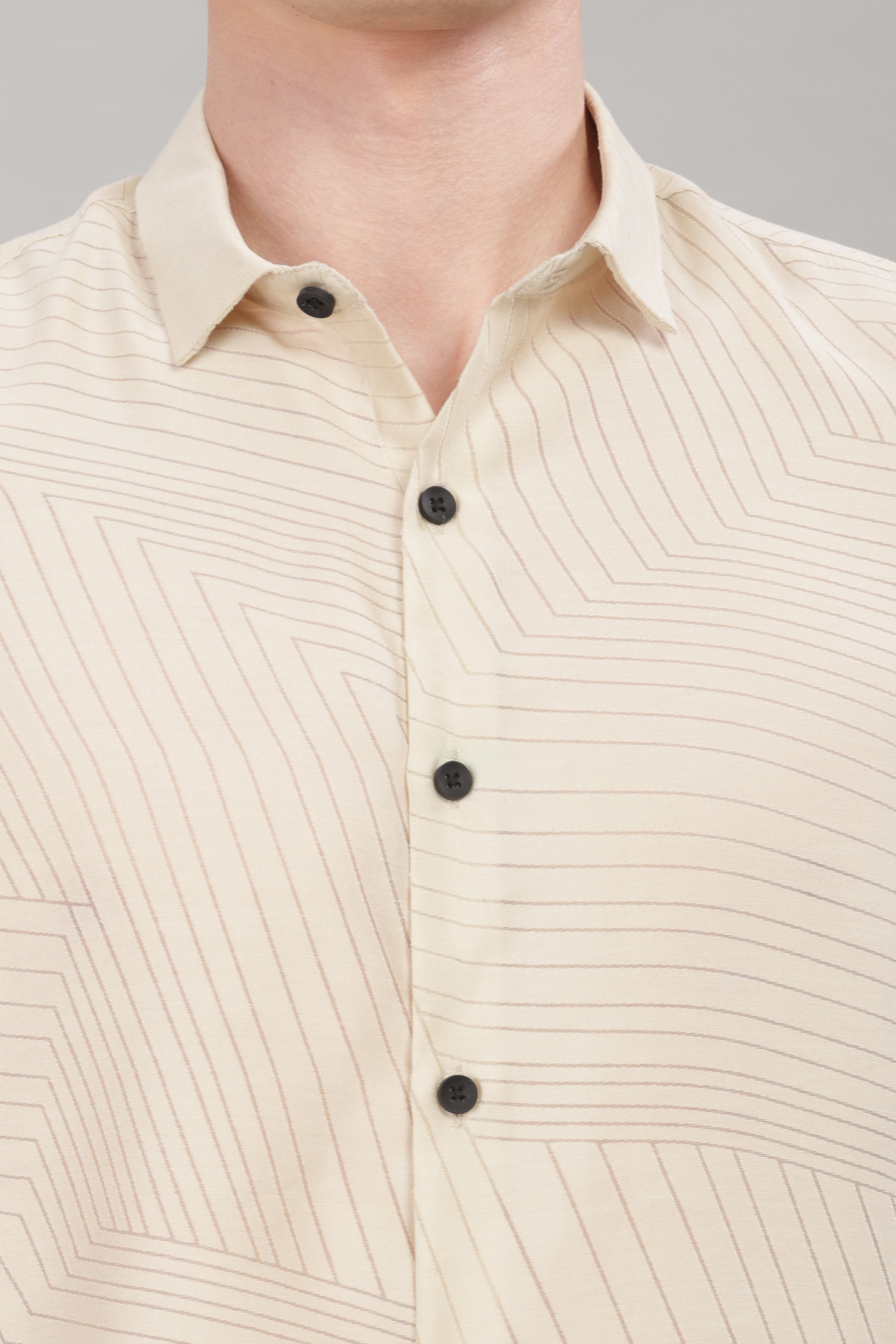 Men Cream Slim Fit Shirt
