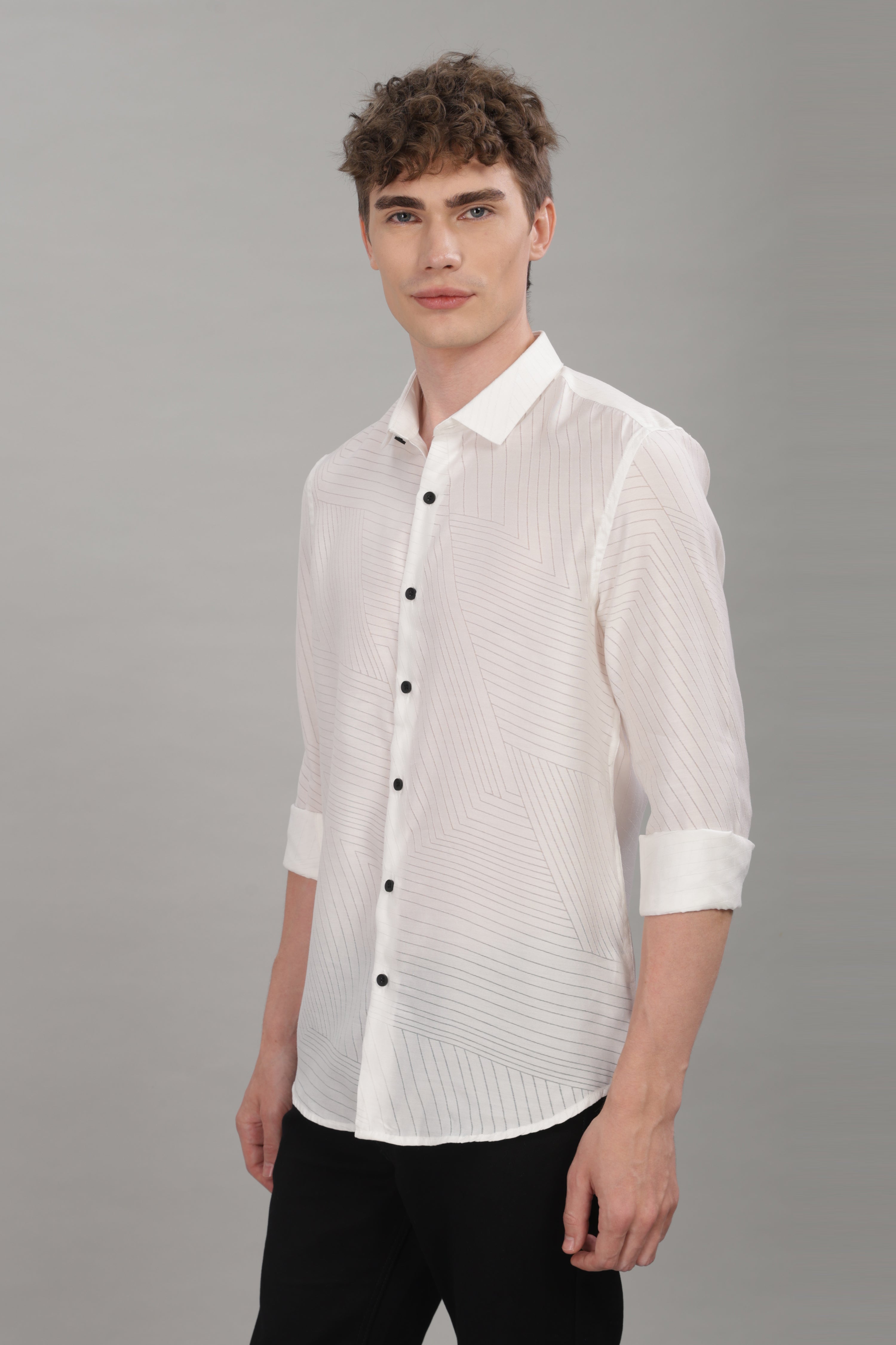 Men White Slim Fit Shirt