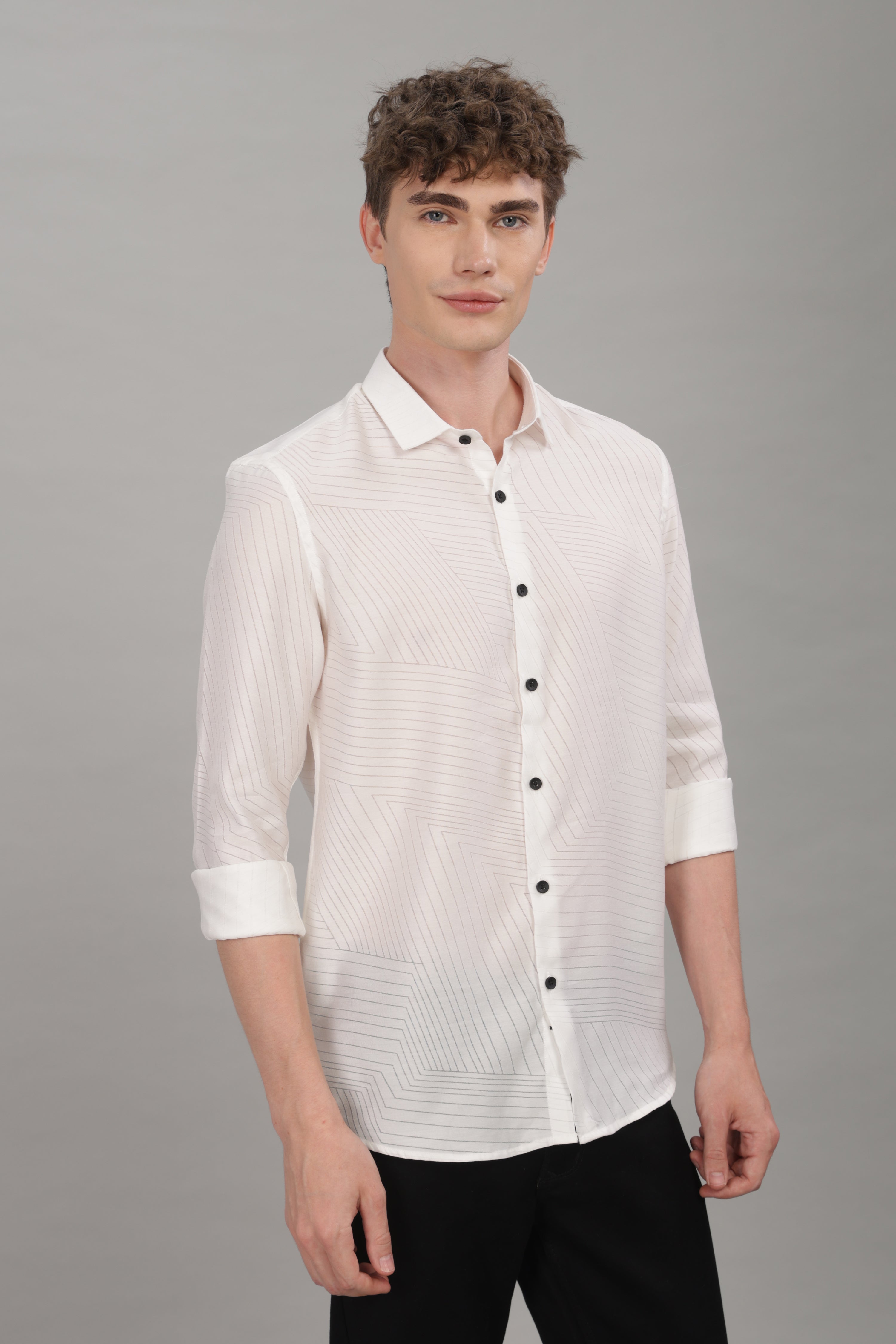 Men White Slim Fit Shirt