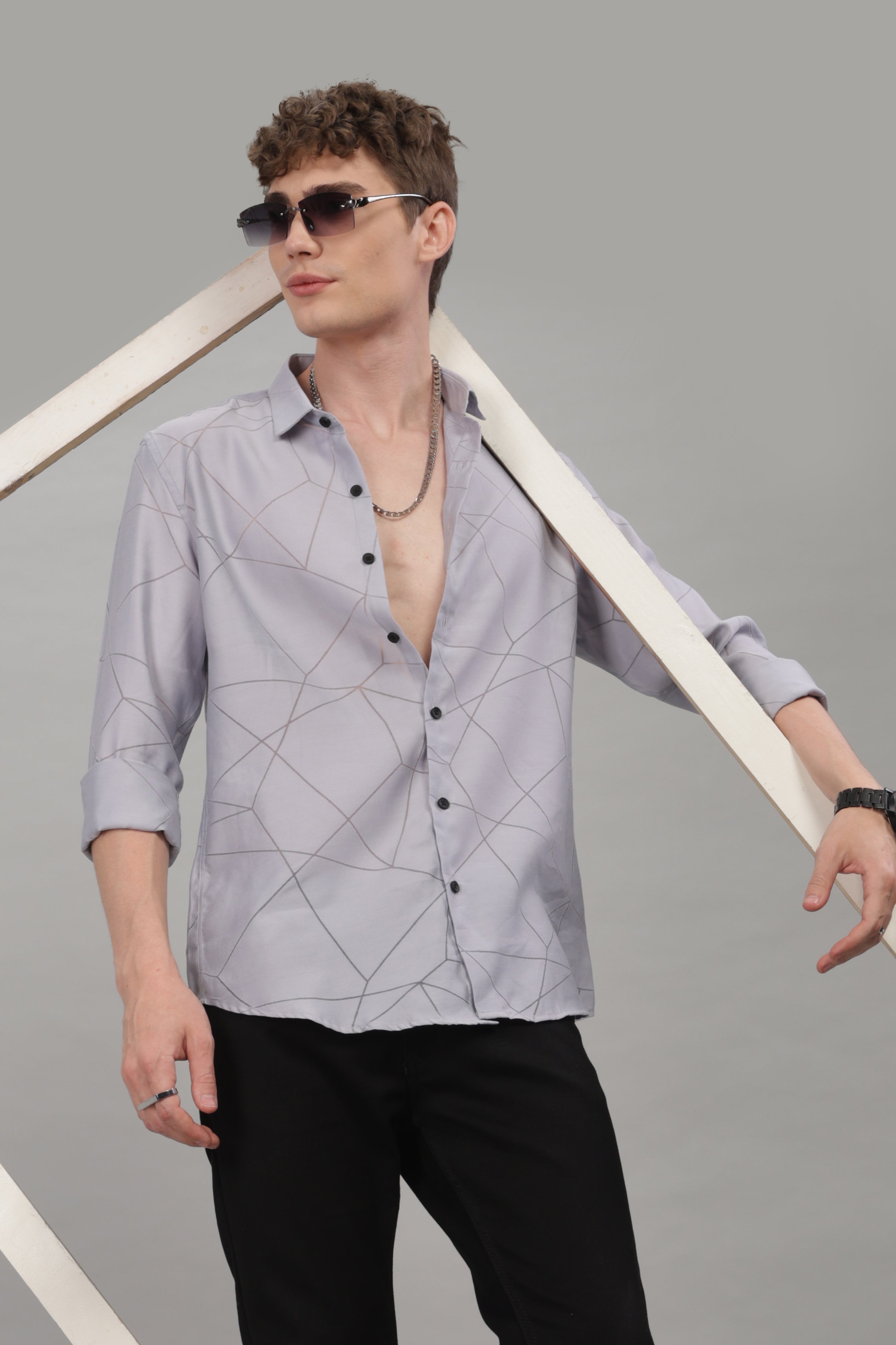 Men Grey Slim Fit Shirt