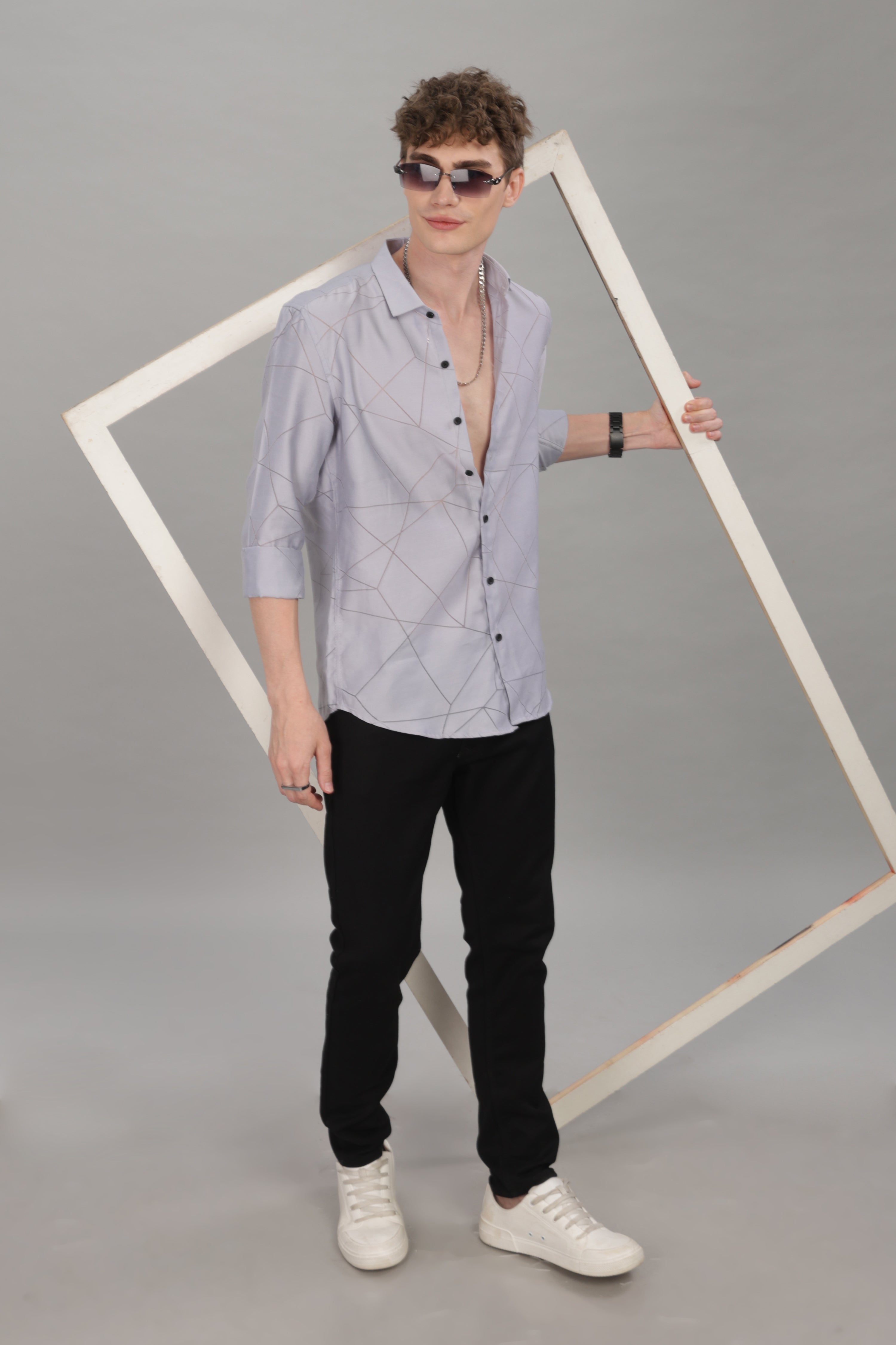 Men Grey Slim Fit Shirt