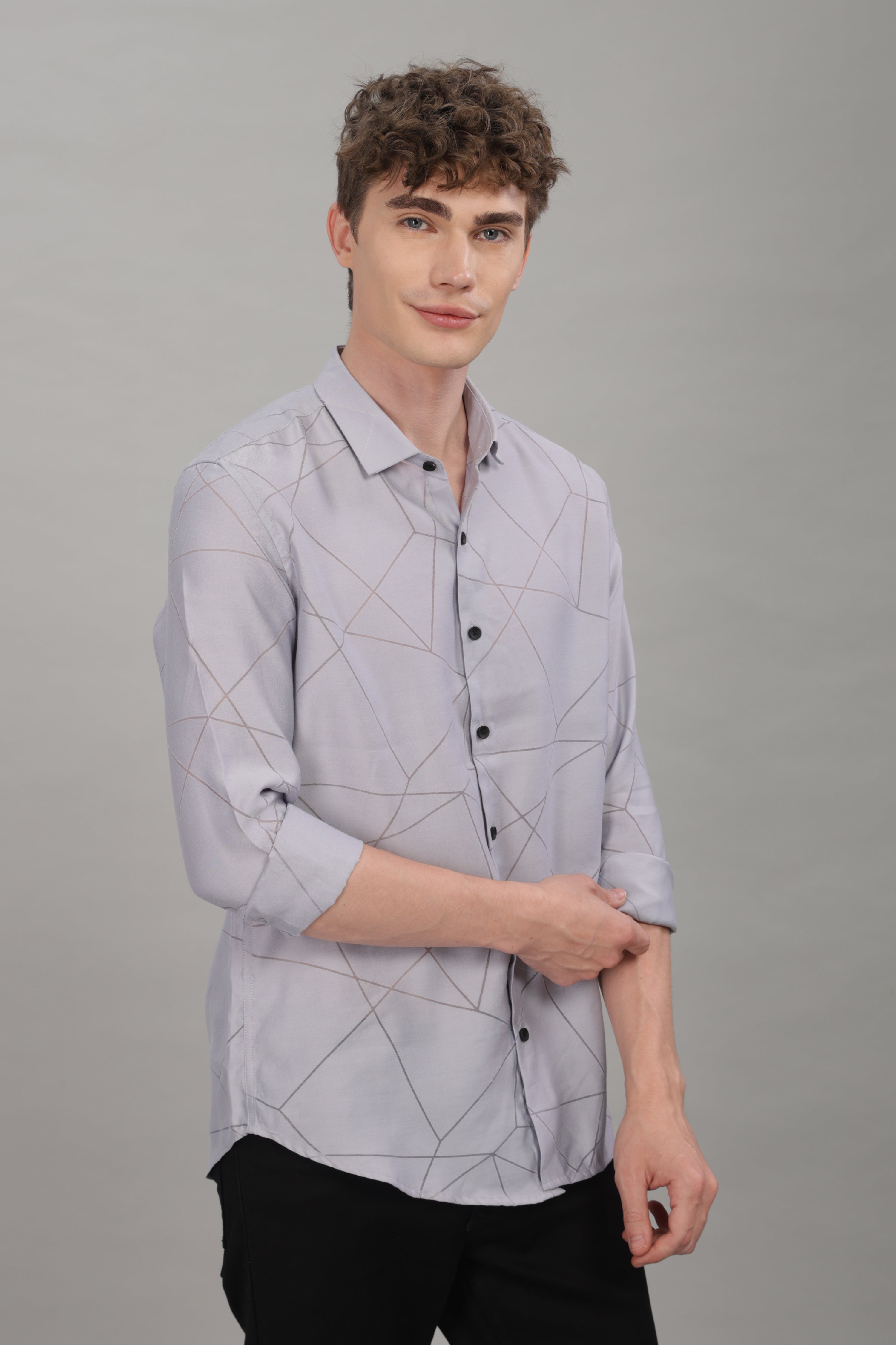 Men Grey Slim Fit Shirt