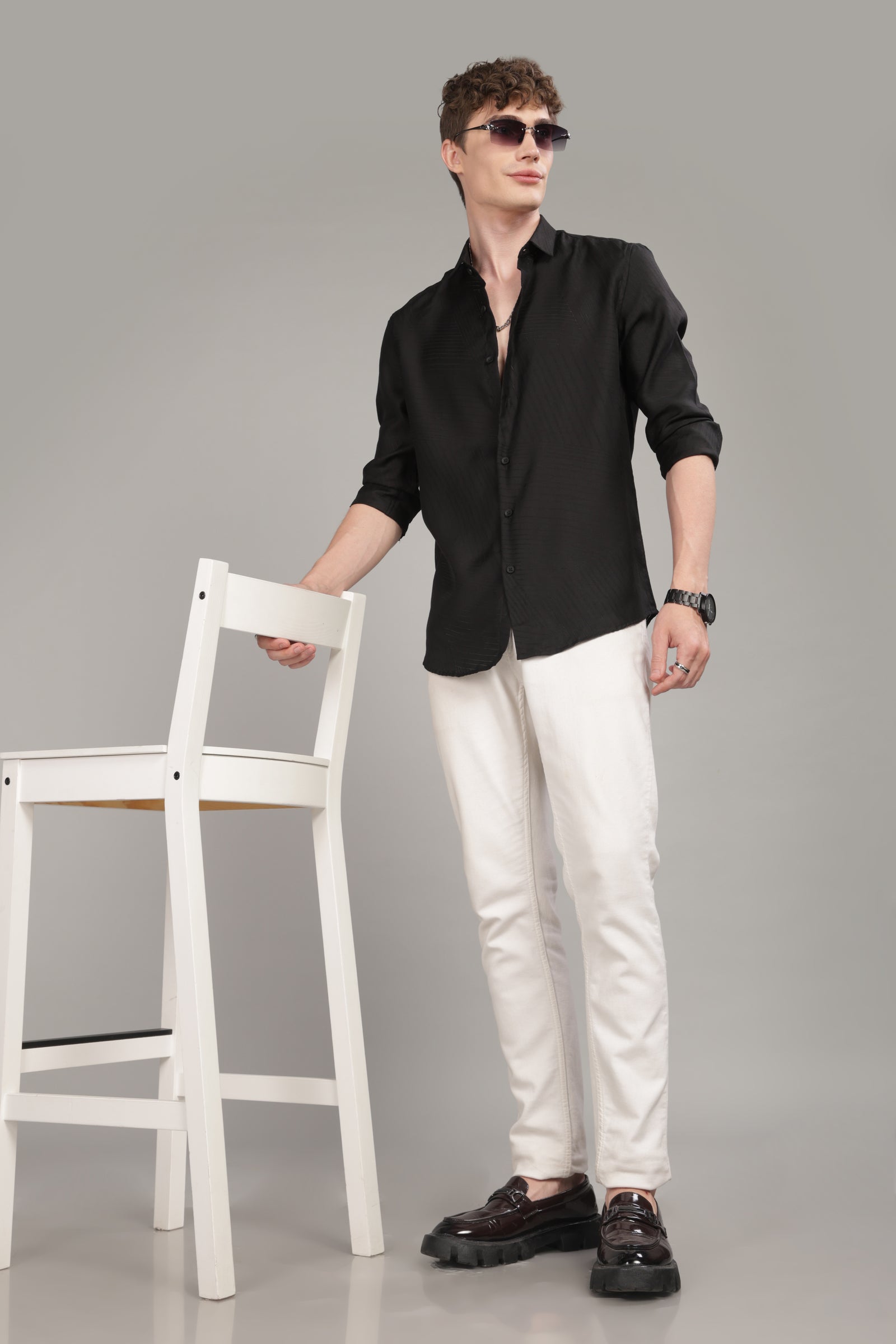 Men Black Slim Fit Shirt