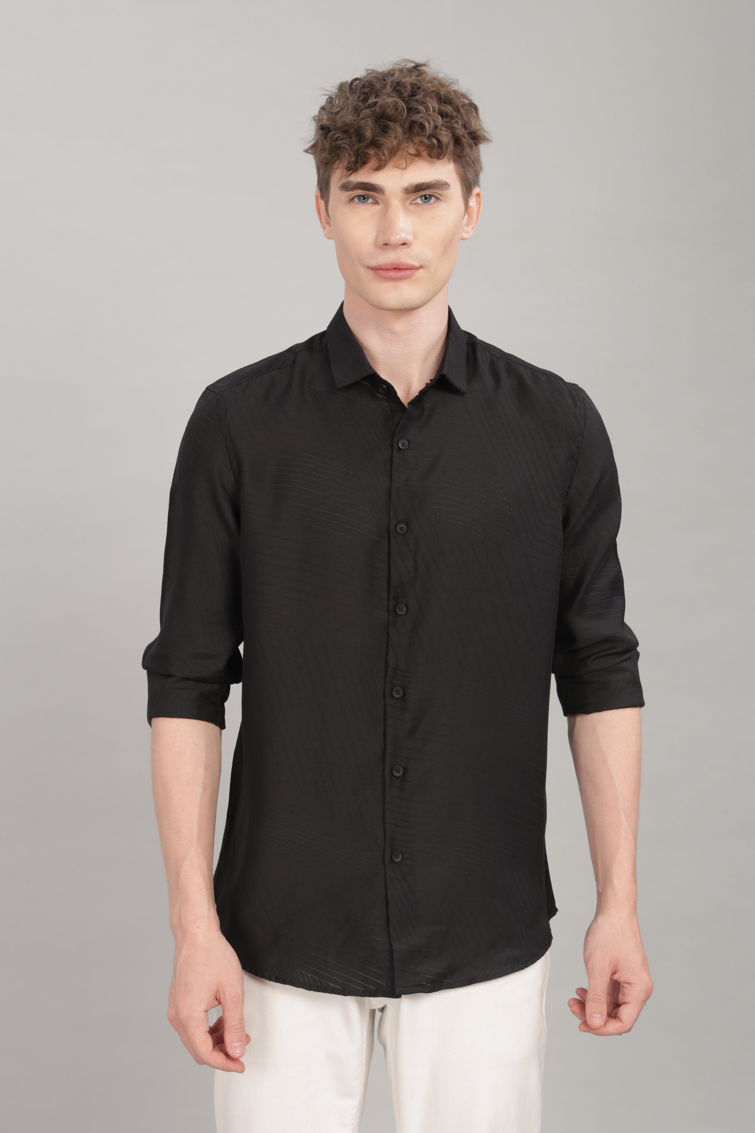 Men Black Slim Fit Shirt