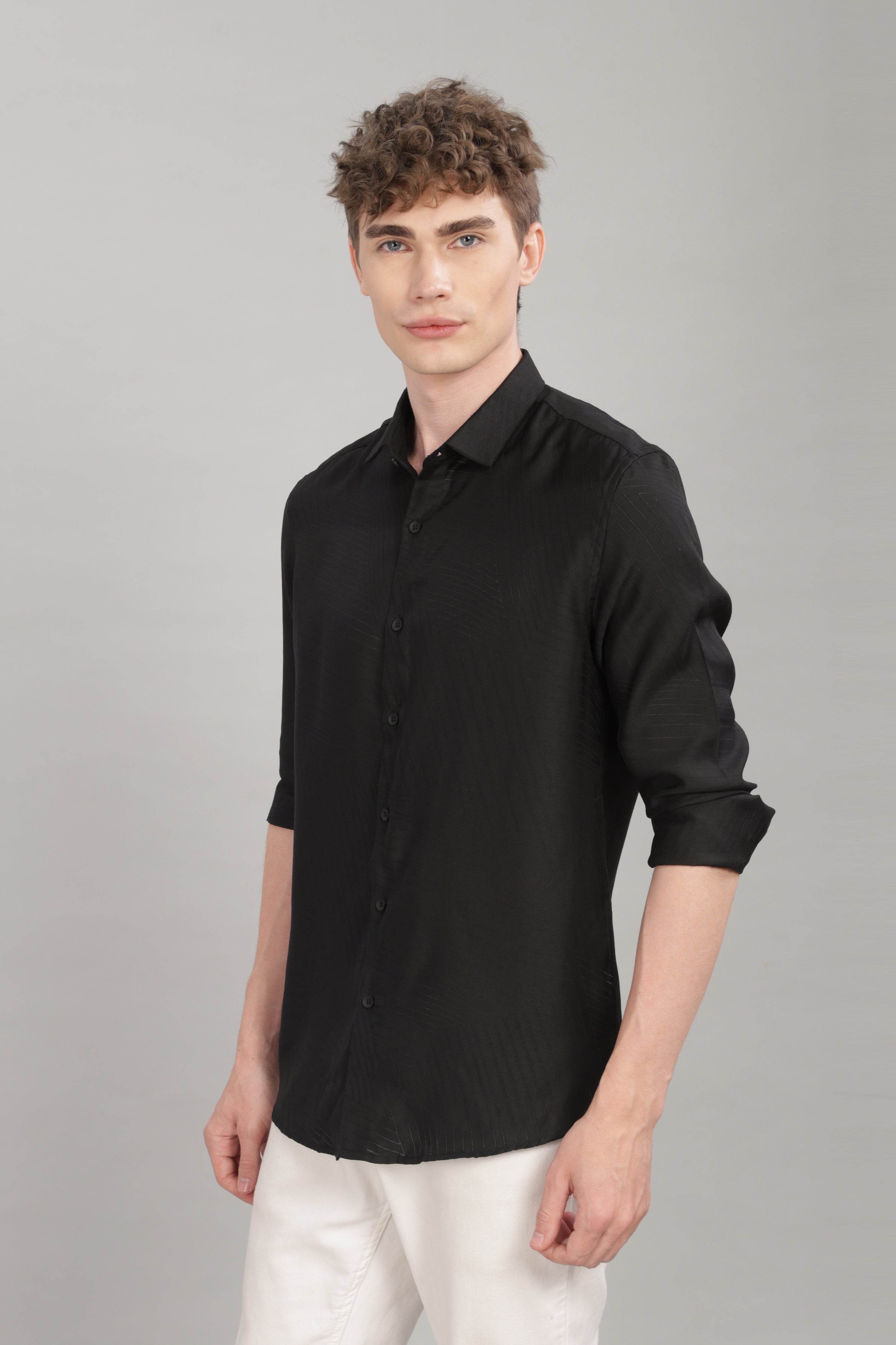 Men Black Slim Fit Shirt