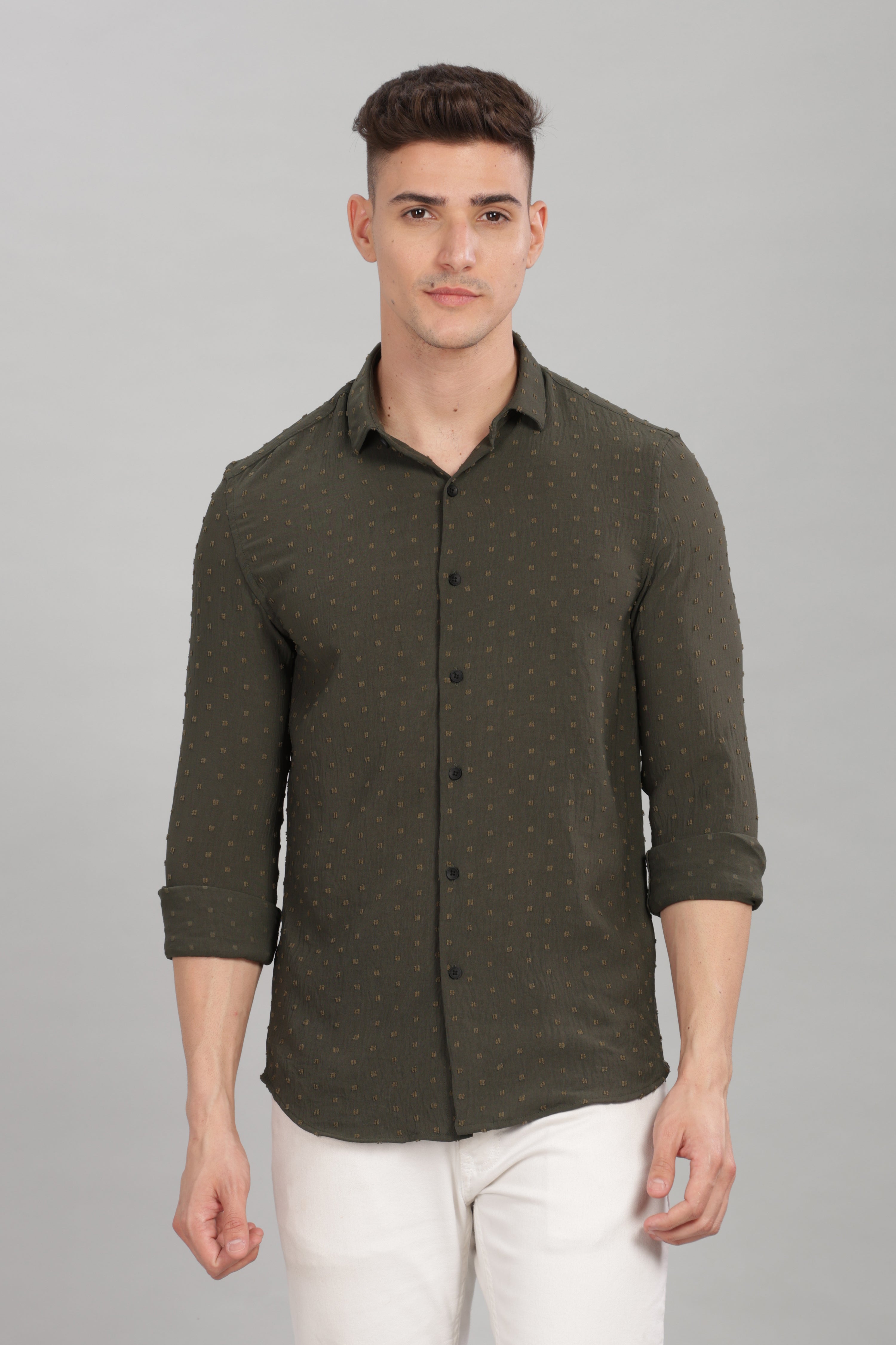 Men Green Slim Fit Shirt