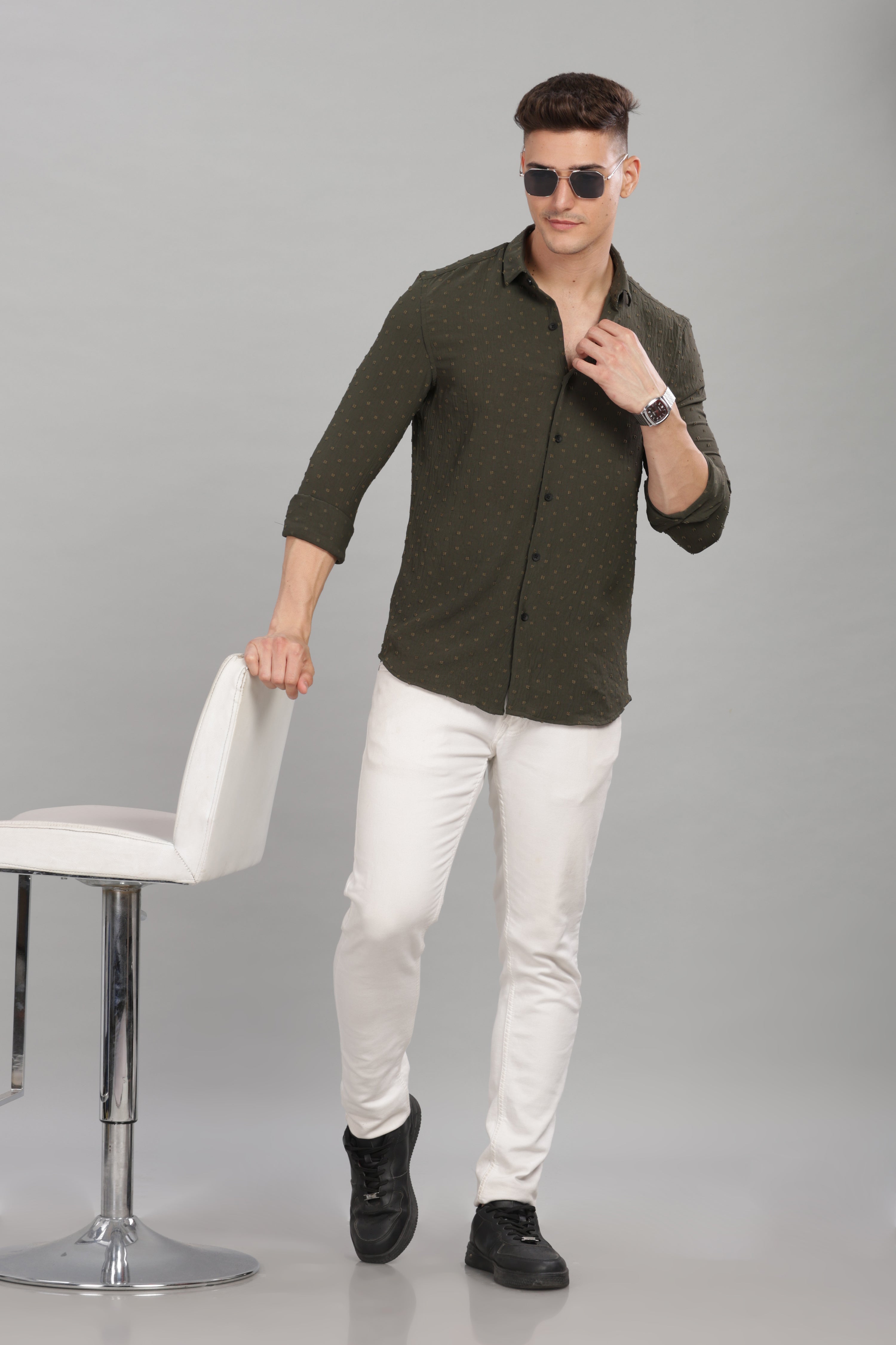 Men Green Slim Fit Shirt