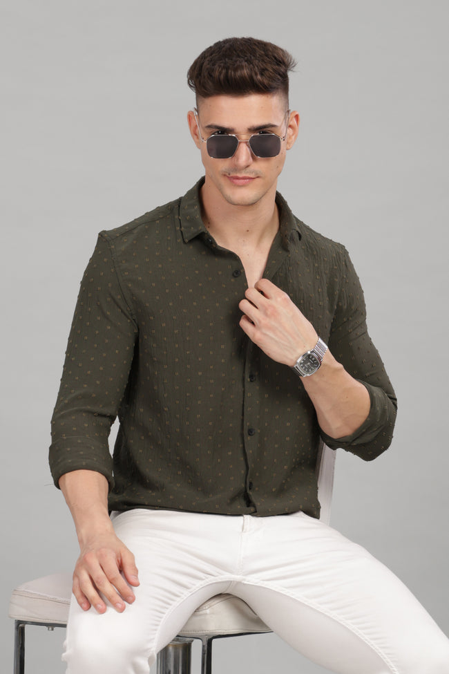 Men Green Slim Fit Shirt