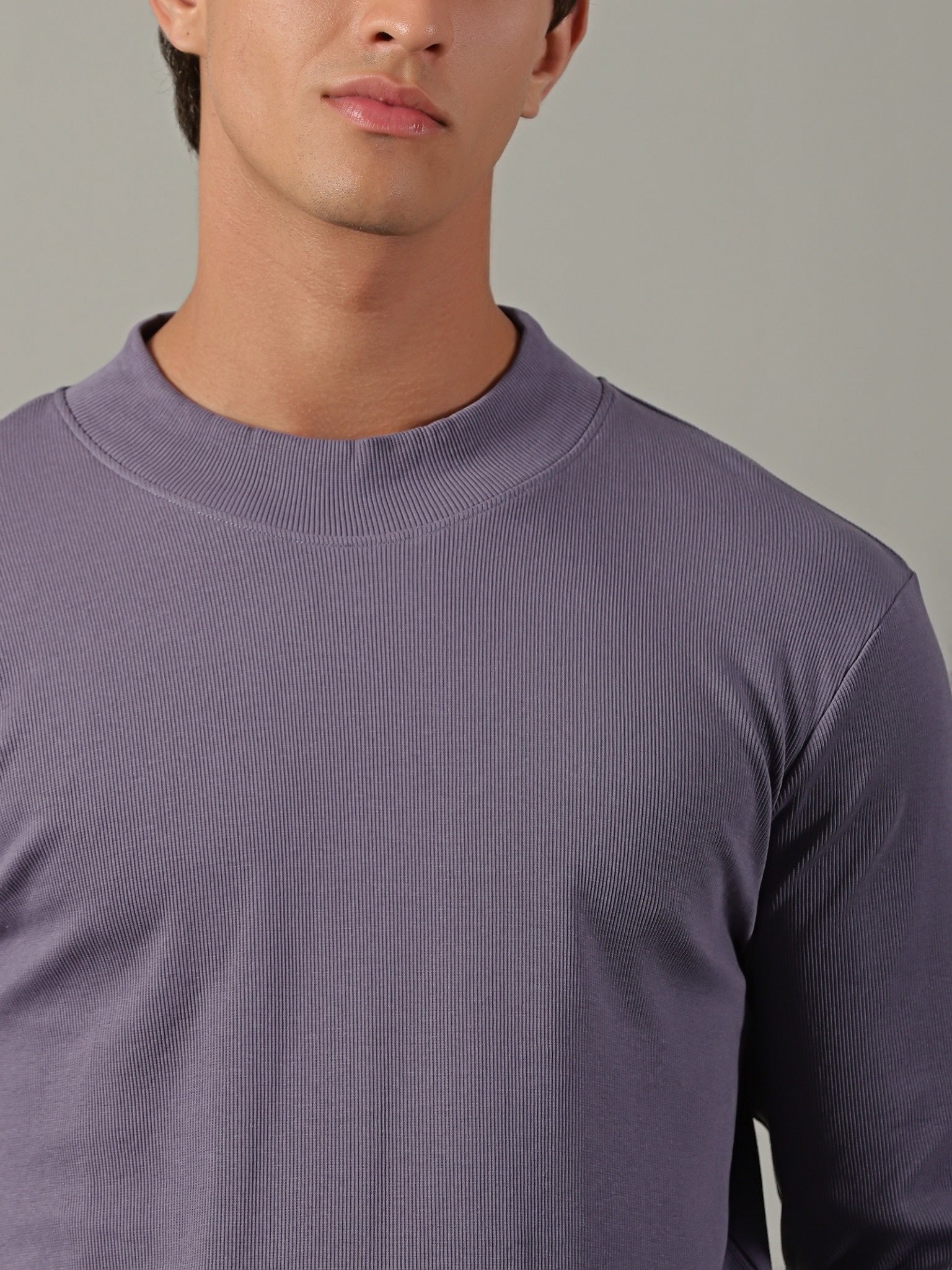 Men Blue High Neck T-Shirt