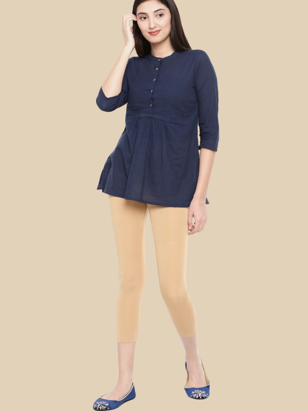 Women Beige Casual Leggings