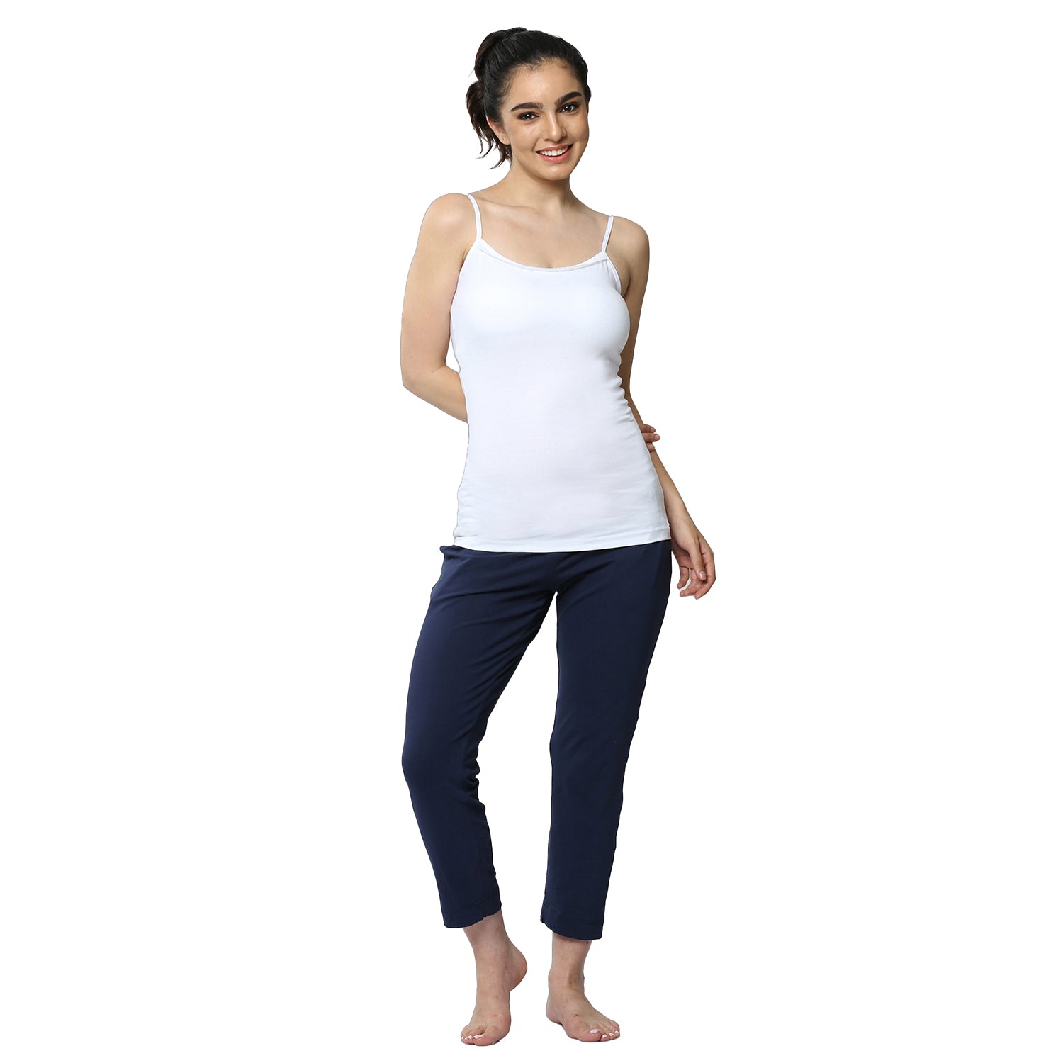 Regular Fit Round Neck Short Length Lace Neckline Camisole