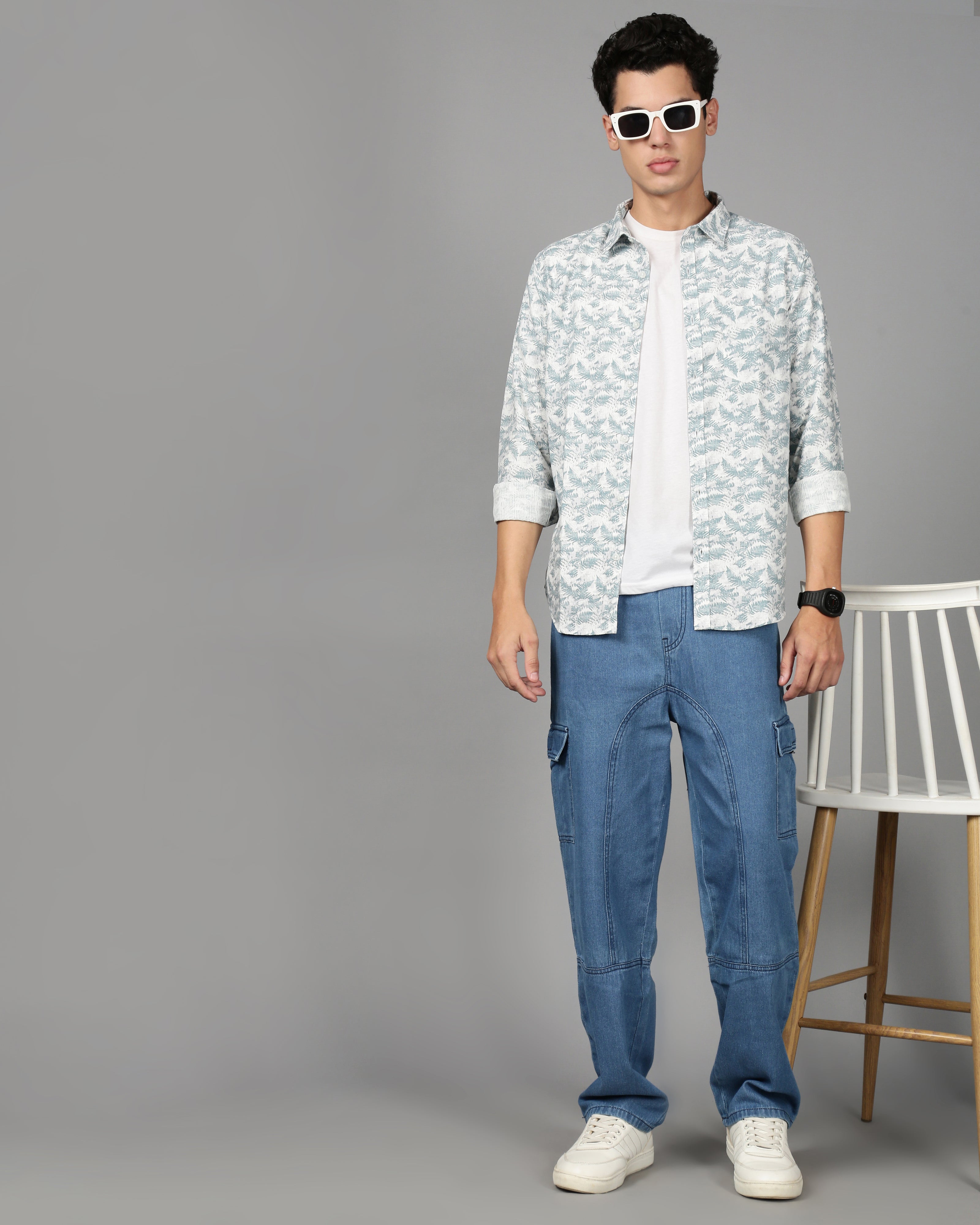 Men Blue Printed Shirt