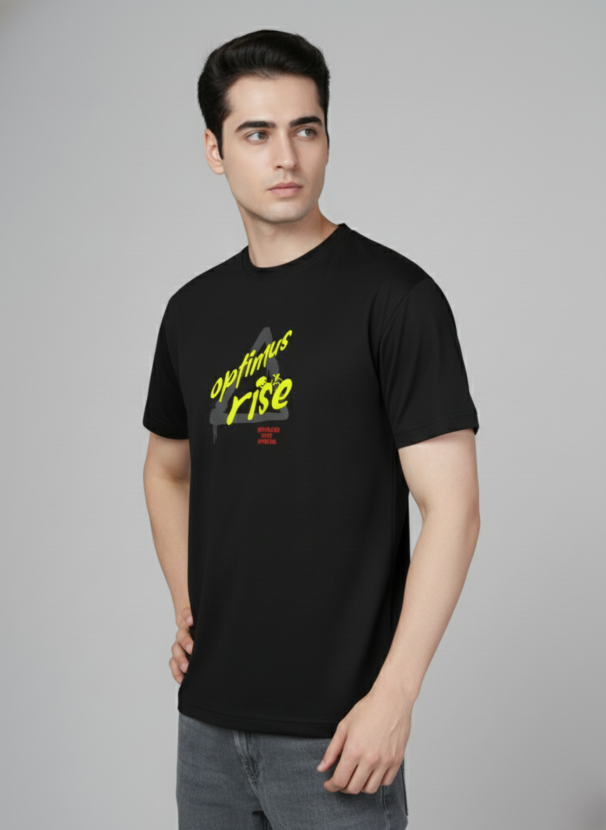 Men Cotton Black Printed Tshirt