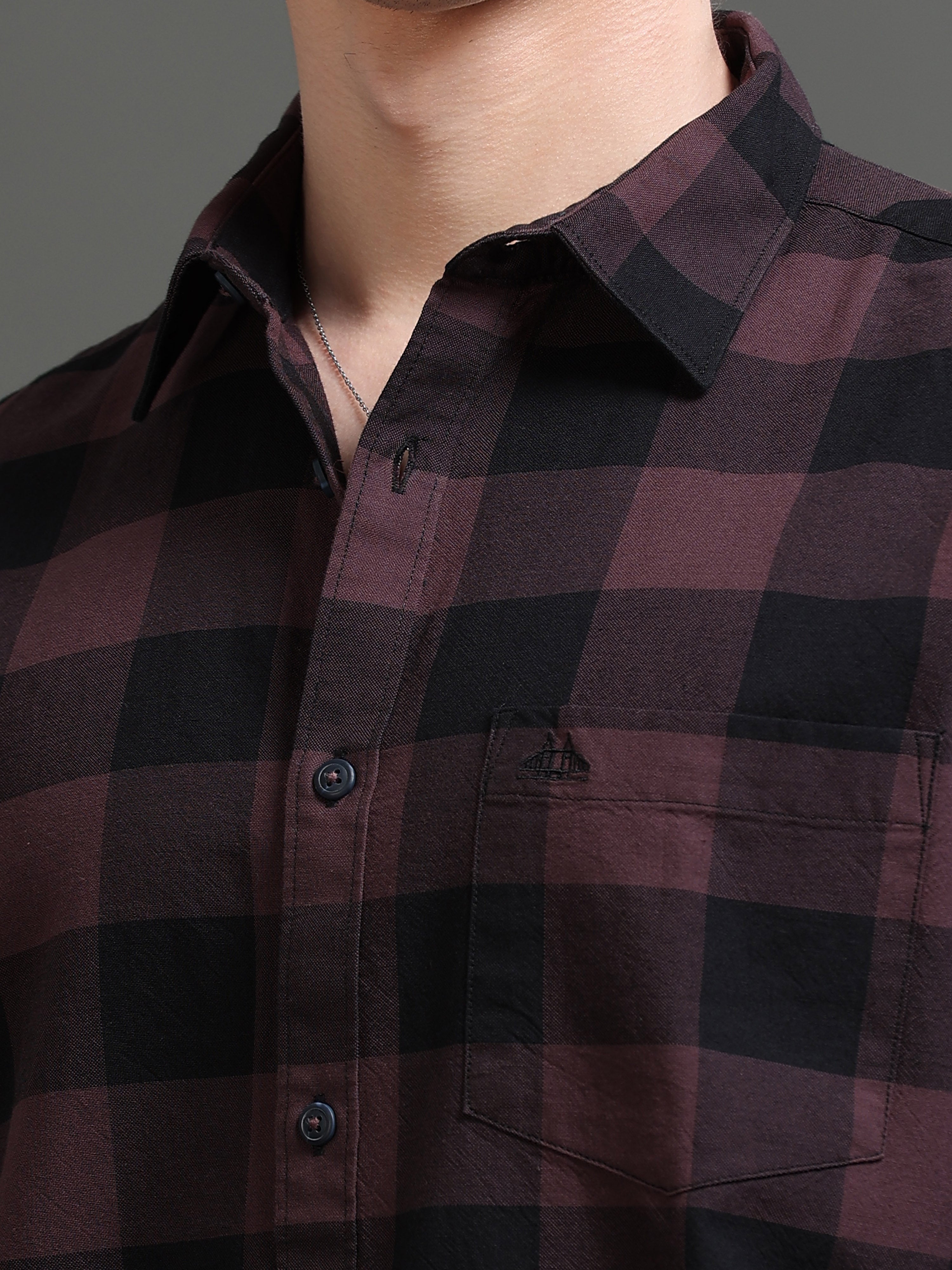Men Purple Checked Shirt
