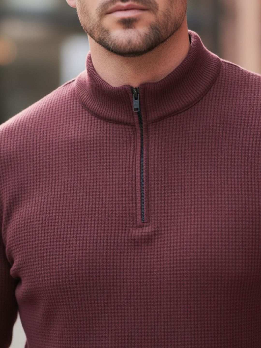 Men Wine Polo Neck T-Shirt