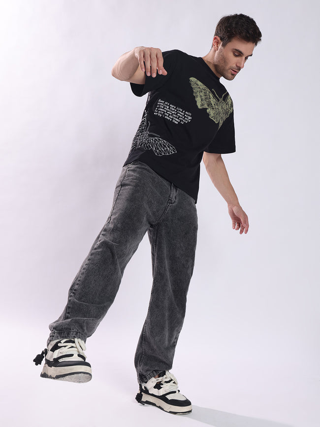 Men Black Cotton Oversized T-Shirt
