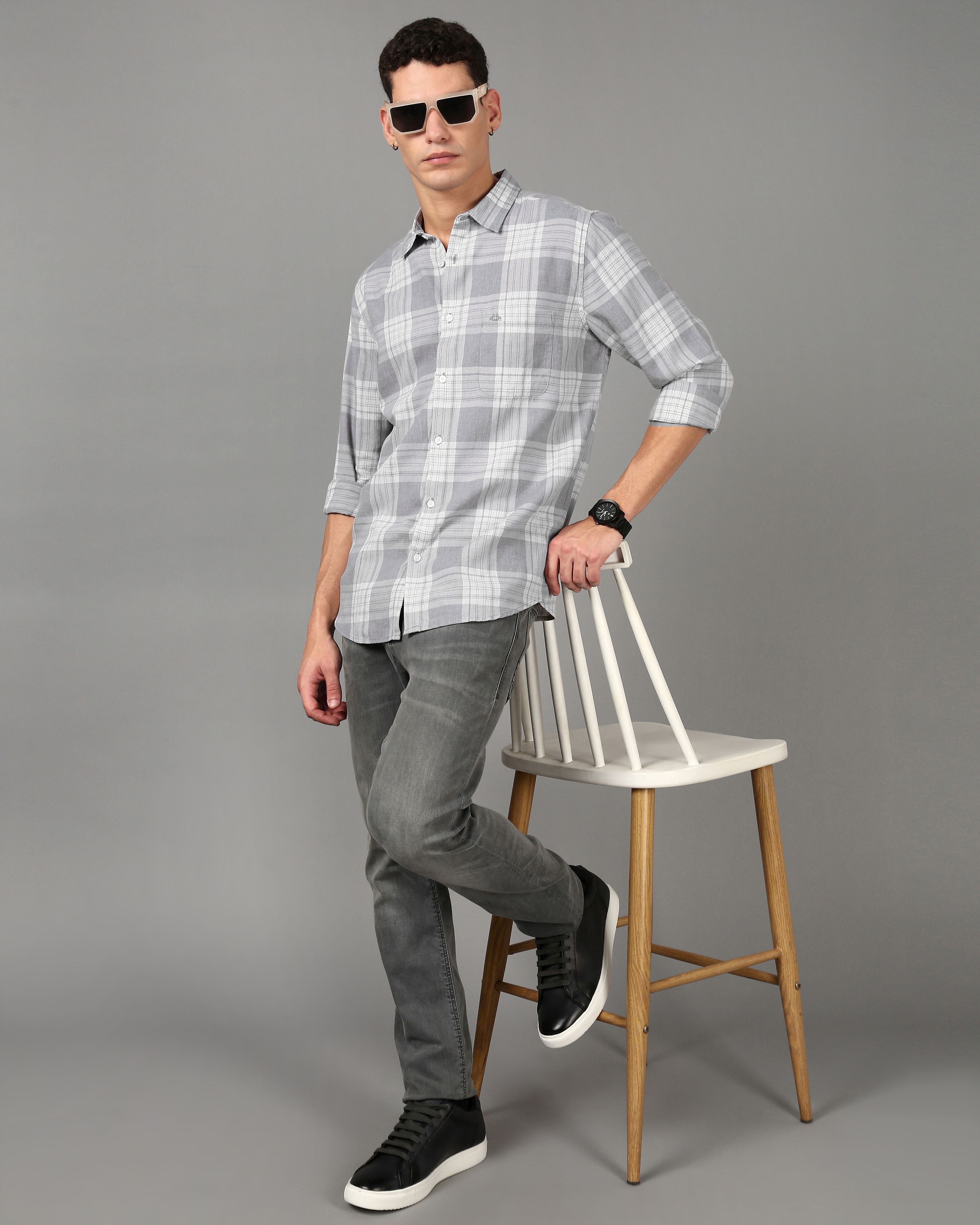 Men Grey Casual Shirt