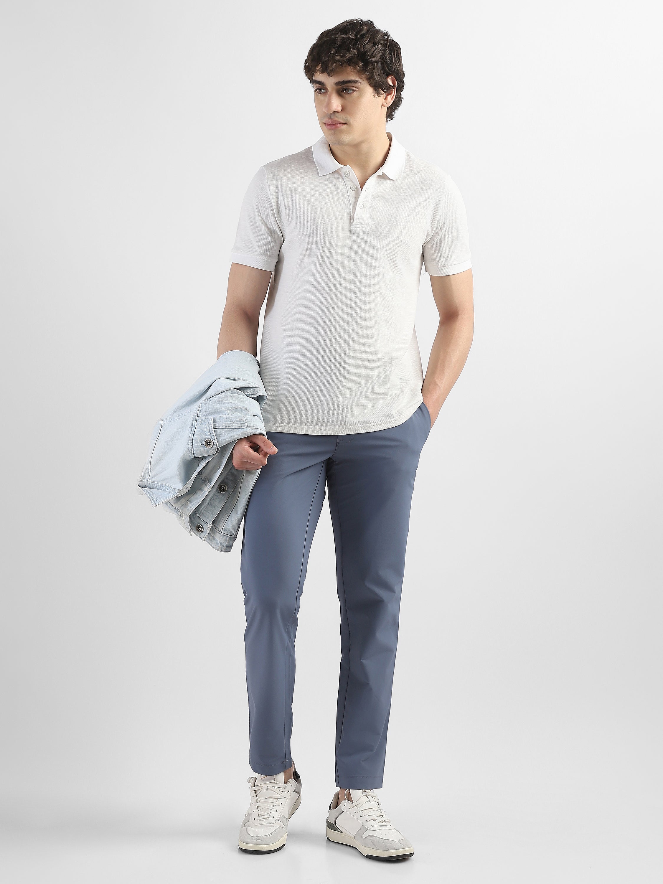 Men Blue Slim Fit Formal Trouser