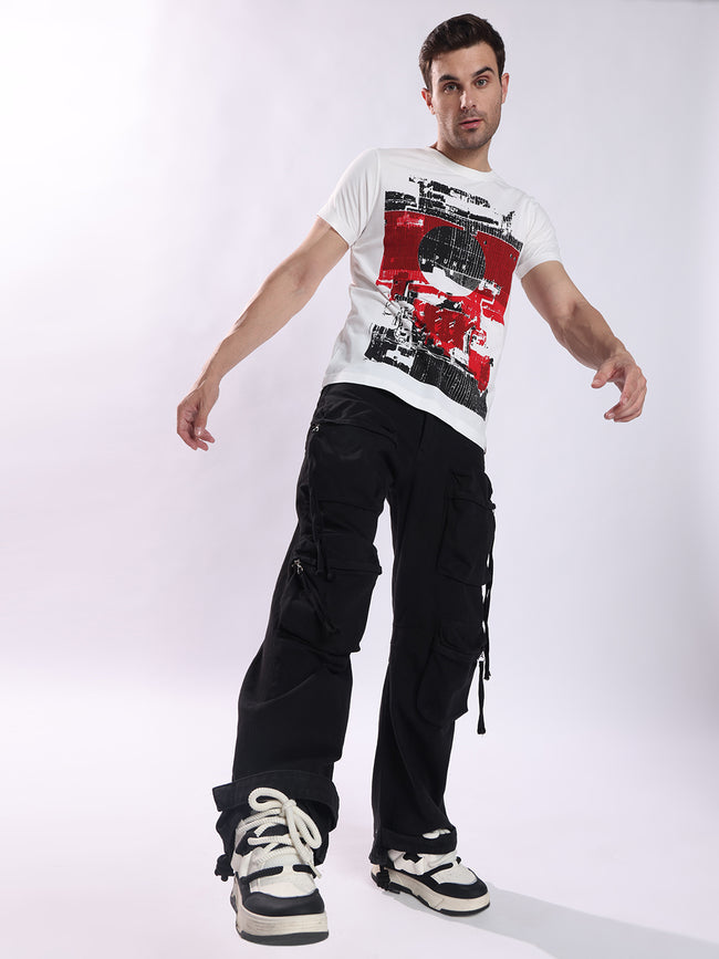 Men White Cotton Regular T-Shirt