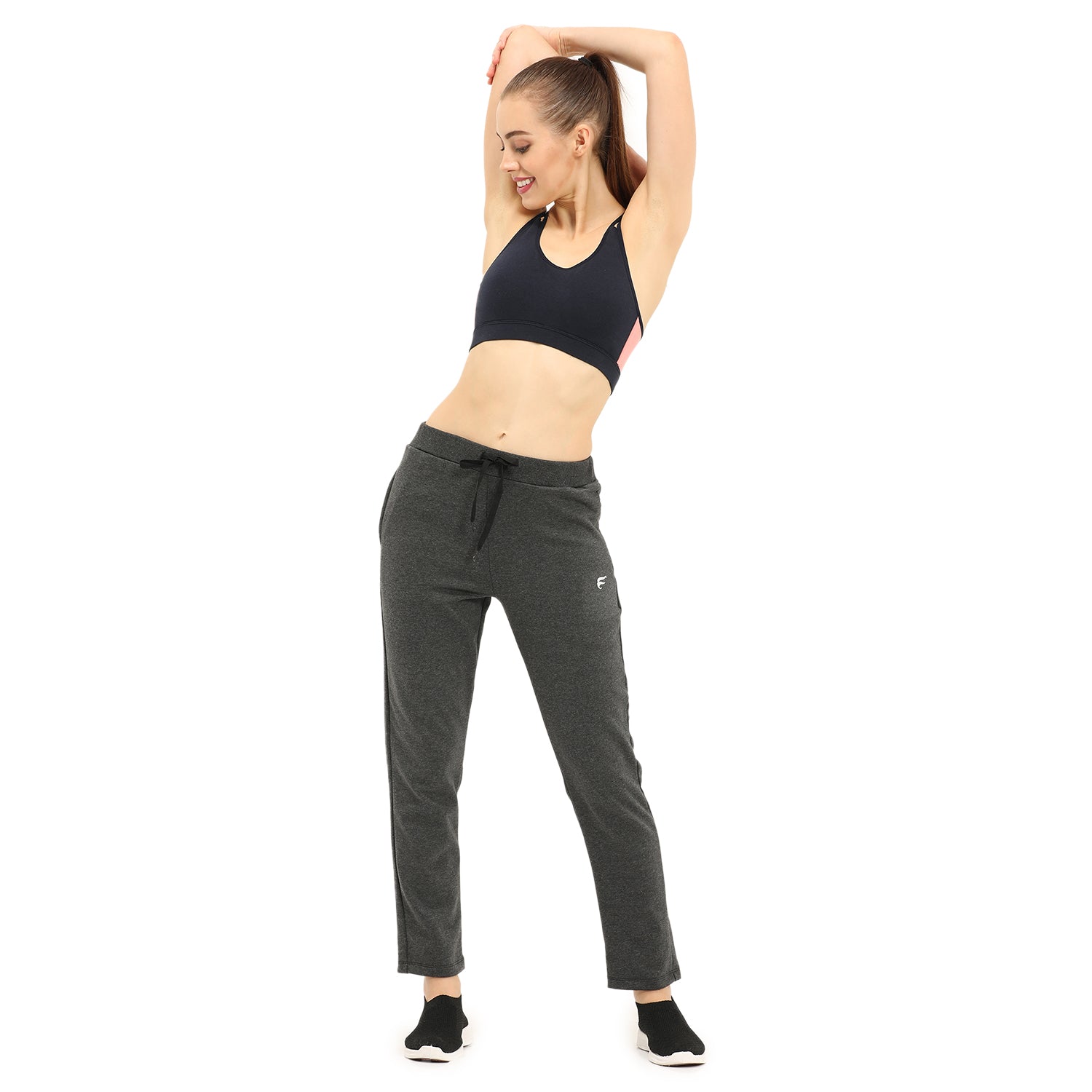 Women Grey Ankle Length Fleece Track Pant