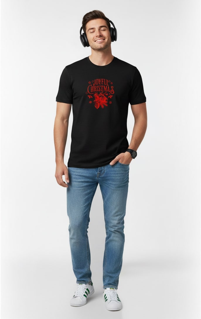 Men Printed Black Cotton Tshirt