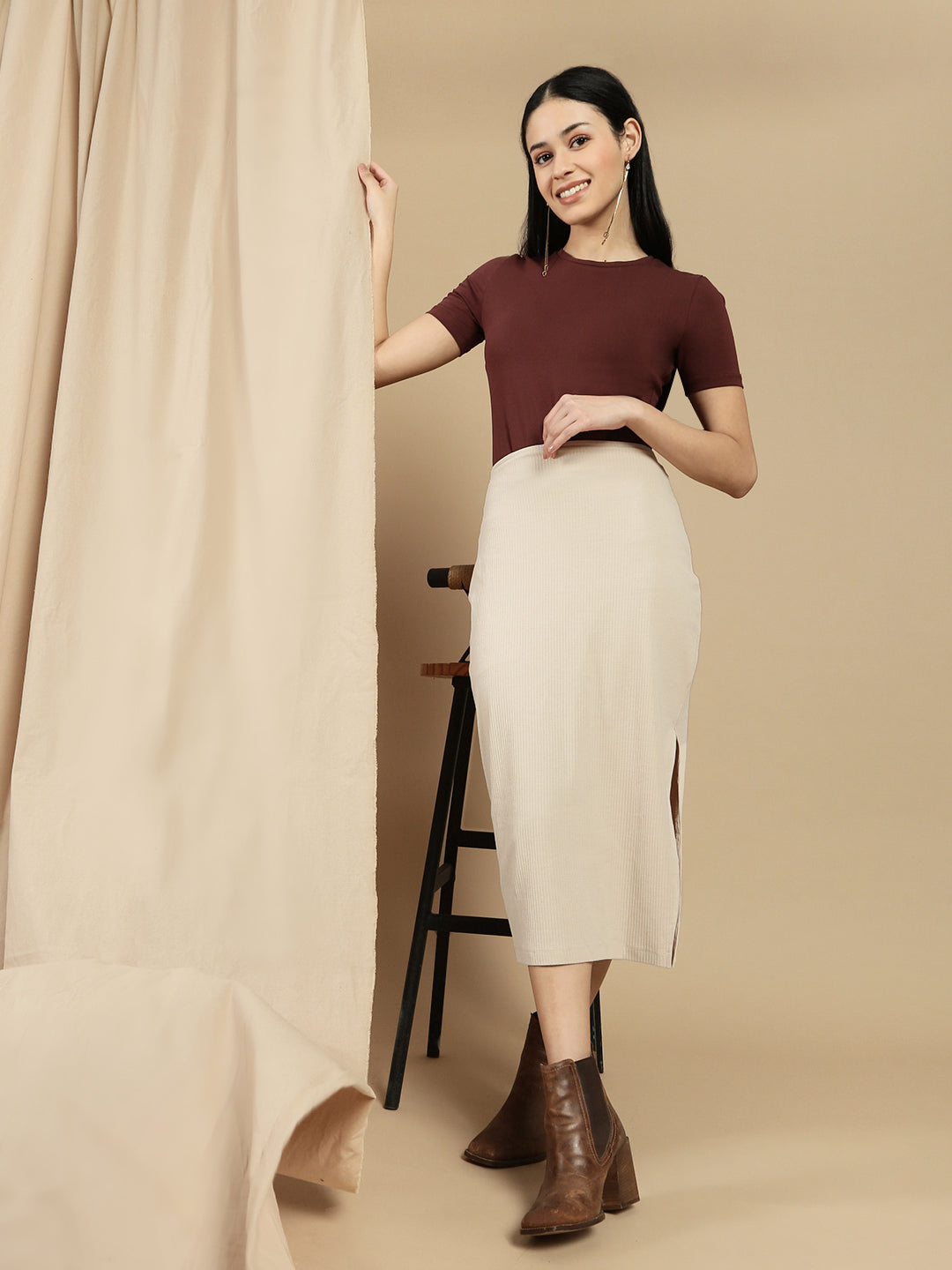Women Brown Half Sleeve Top