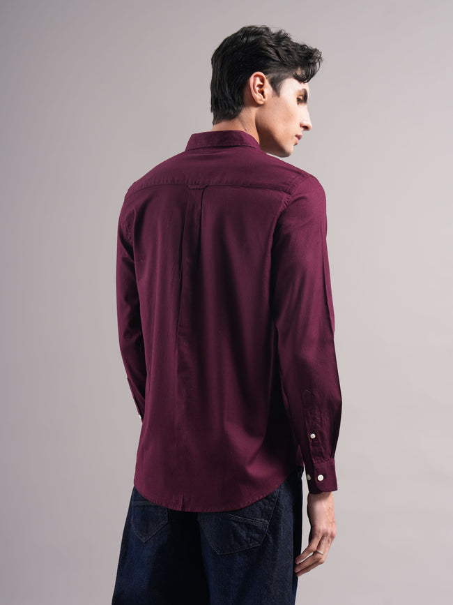 Men Burgundy Casual Shirt