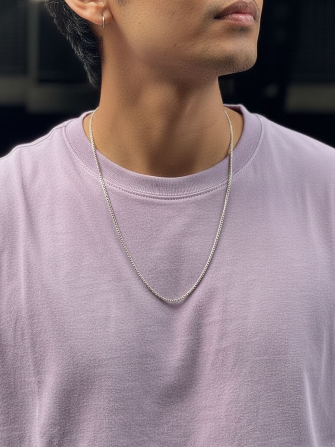 Men Purple Solid Cotton T-shirt
