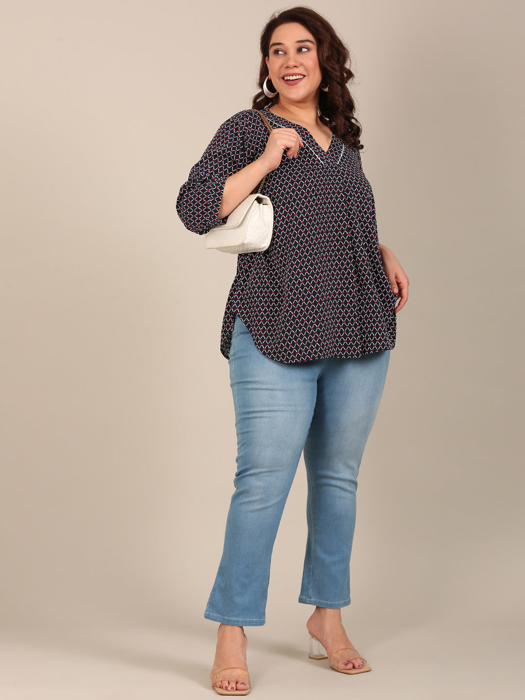 Women Navy Geometric Printed Top